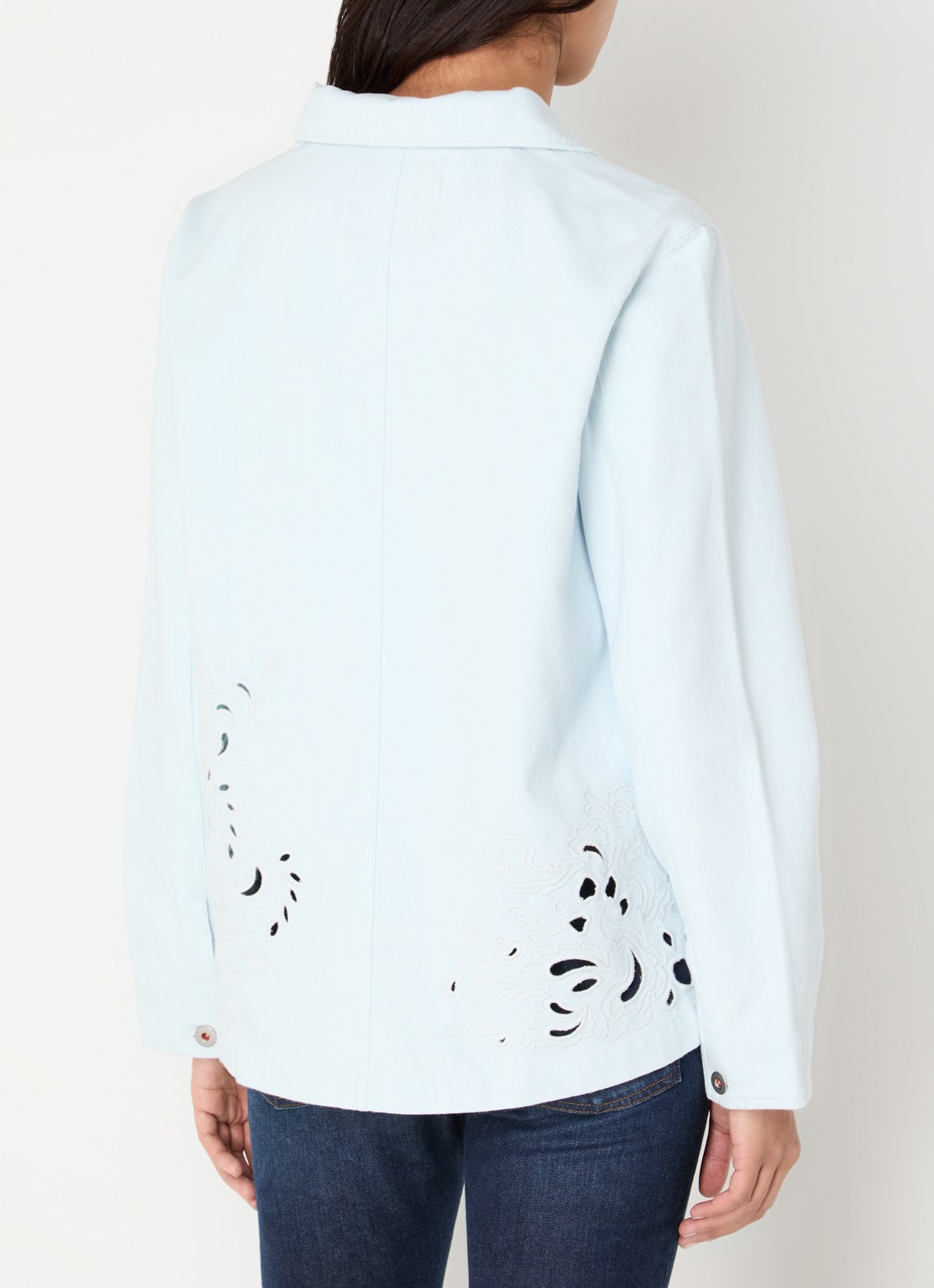 Levi's Blouse van denim met broderie en borstzak - achterkant 3 lichtblauw