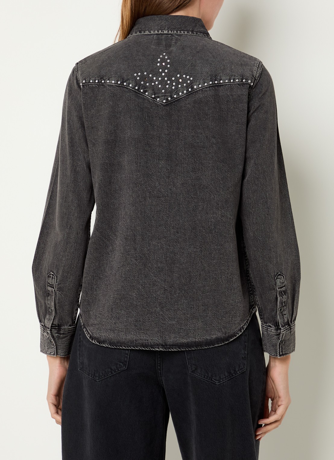 Levi's Blouse van denim met strass - achterkant 4 zwart