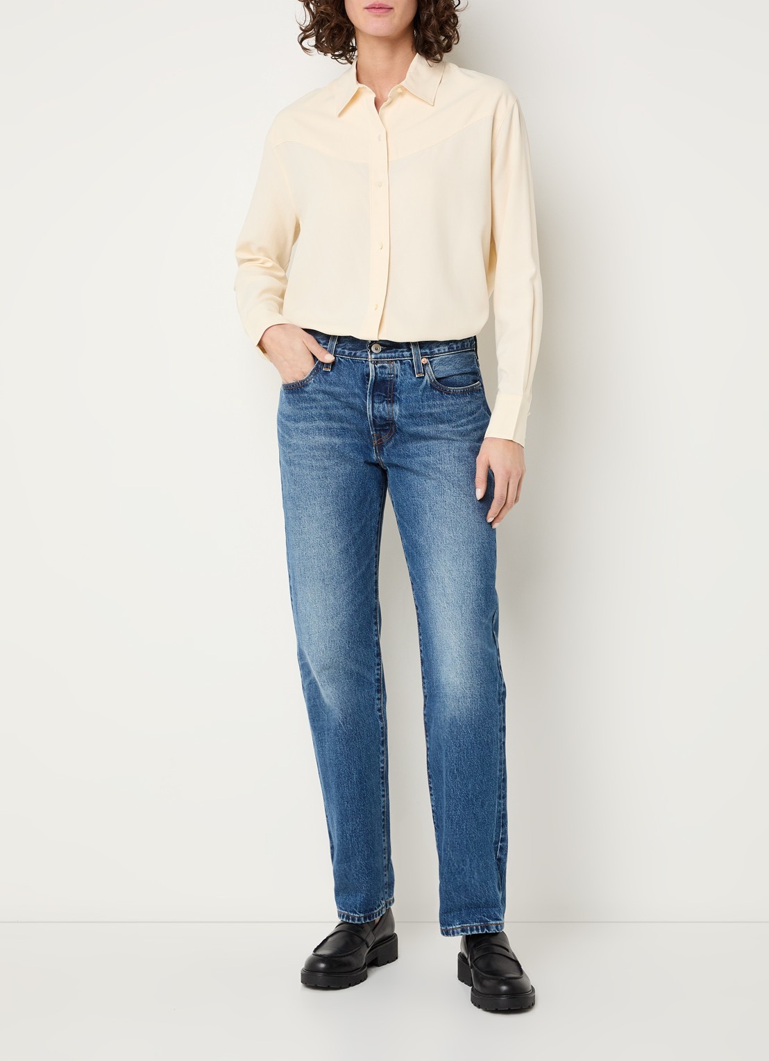 Levi's Blouse van zijde - voorkant 2 lichtgeel