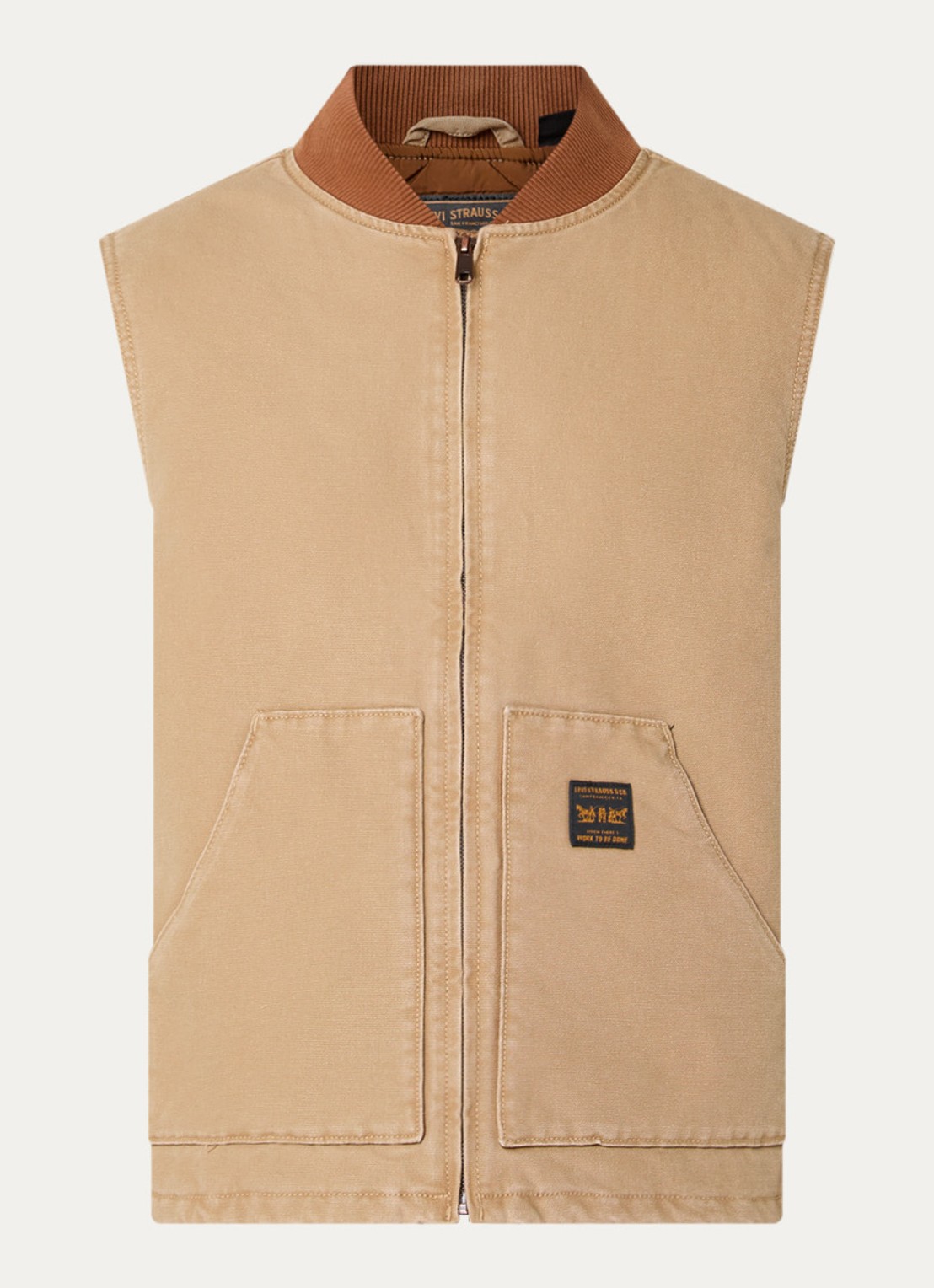 Levi's Bodywarmer met steekzakken - voorkant camel