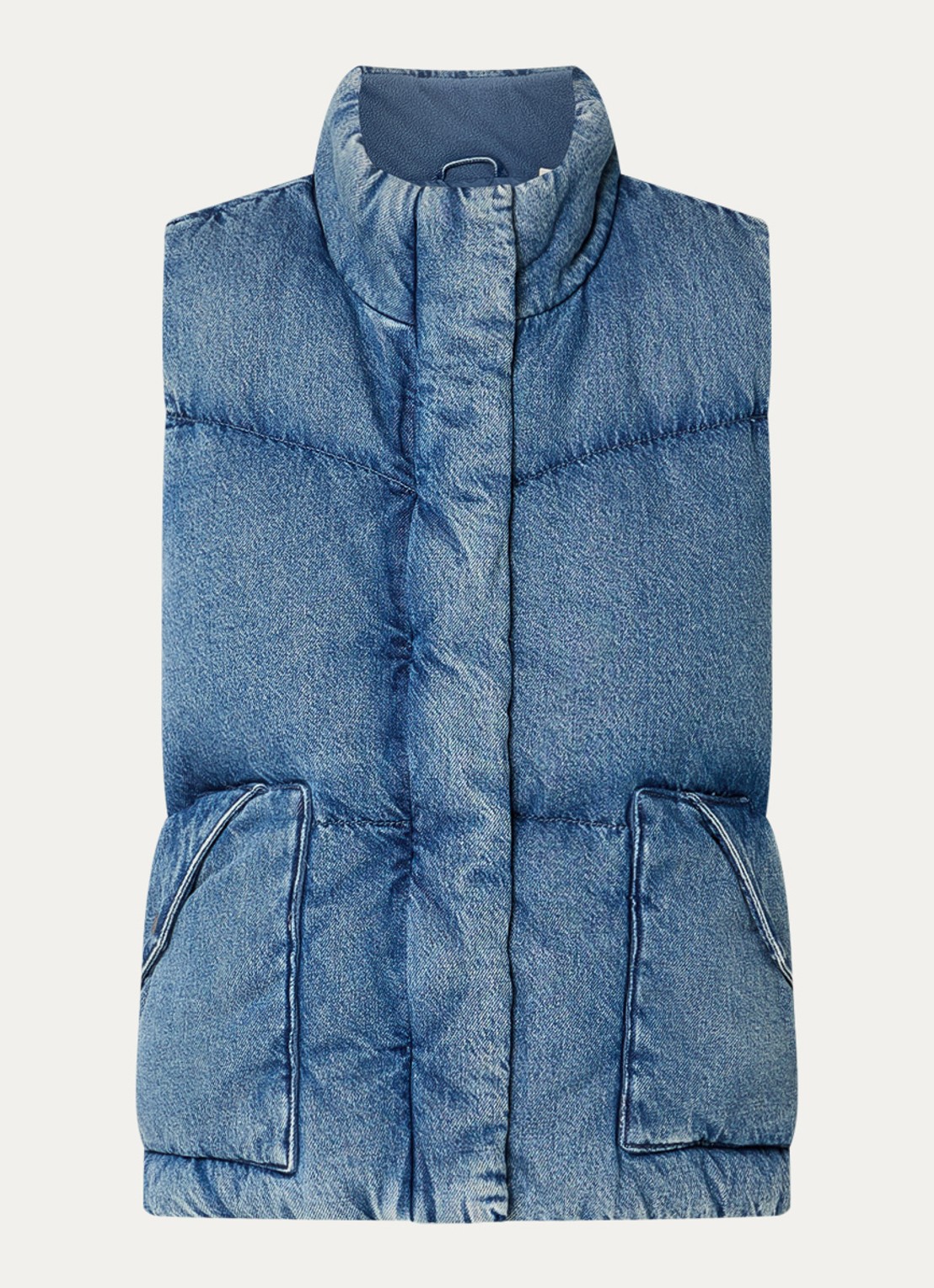 Levi's Bodywarmer van denim met donsvulling - voorkant donkerblauw