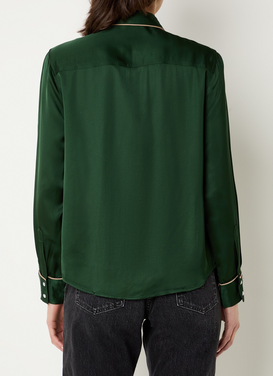 Levi's Bradie blouse van satijn met paspelzakken - achterkant 3 groen