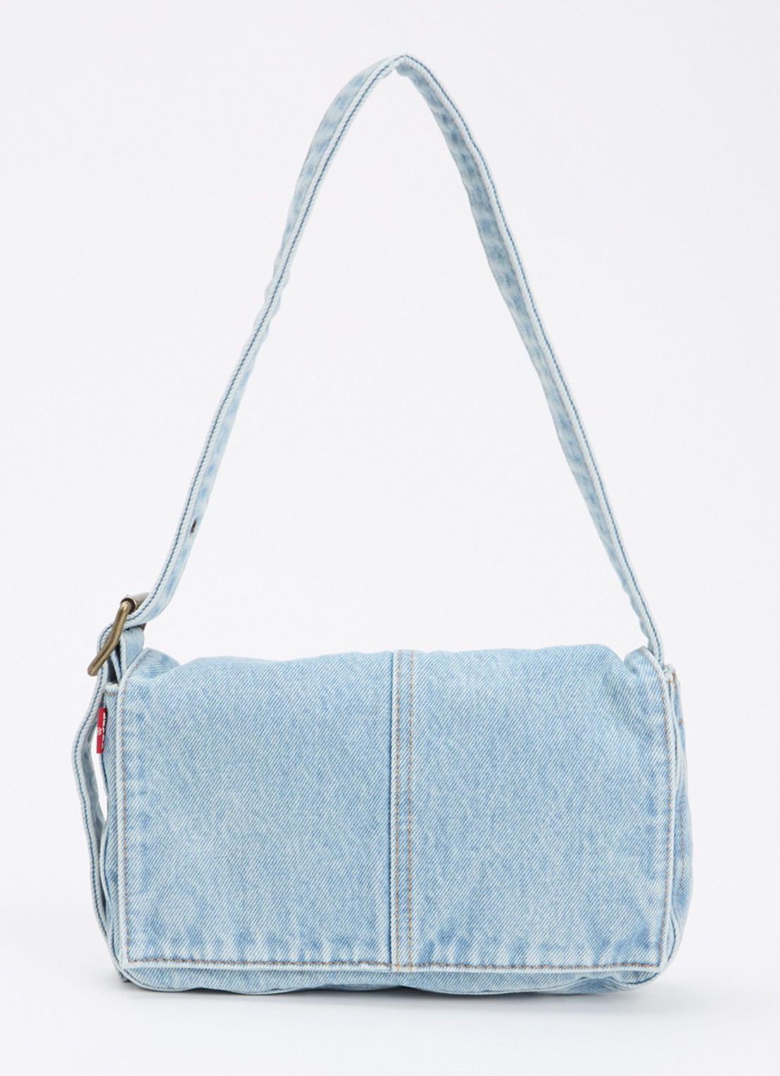 Levi's Brannan schoudertas van denim met verstelbare schouderriem - voorkant 2 lichtblauw