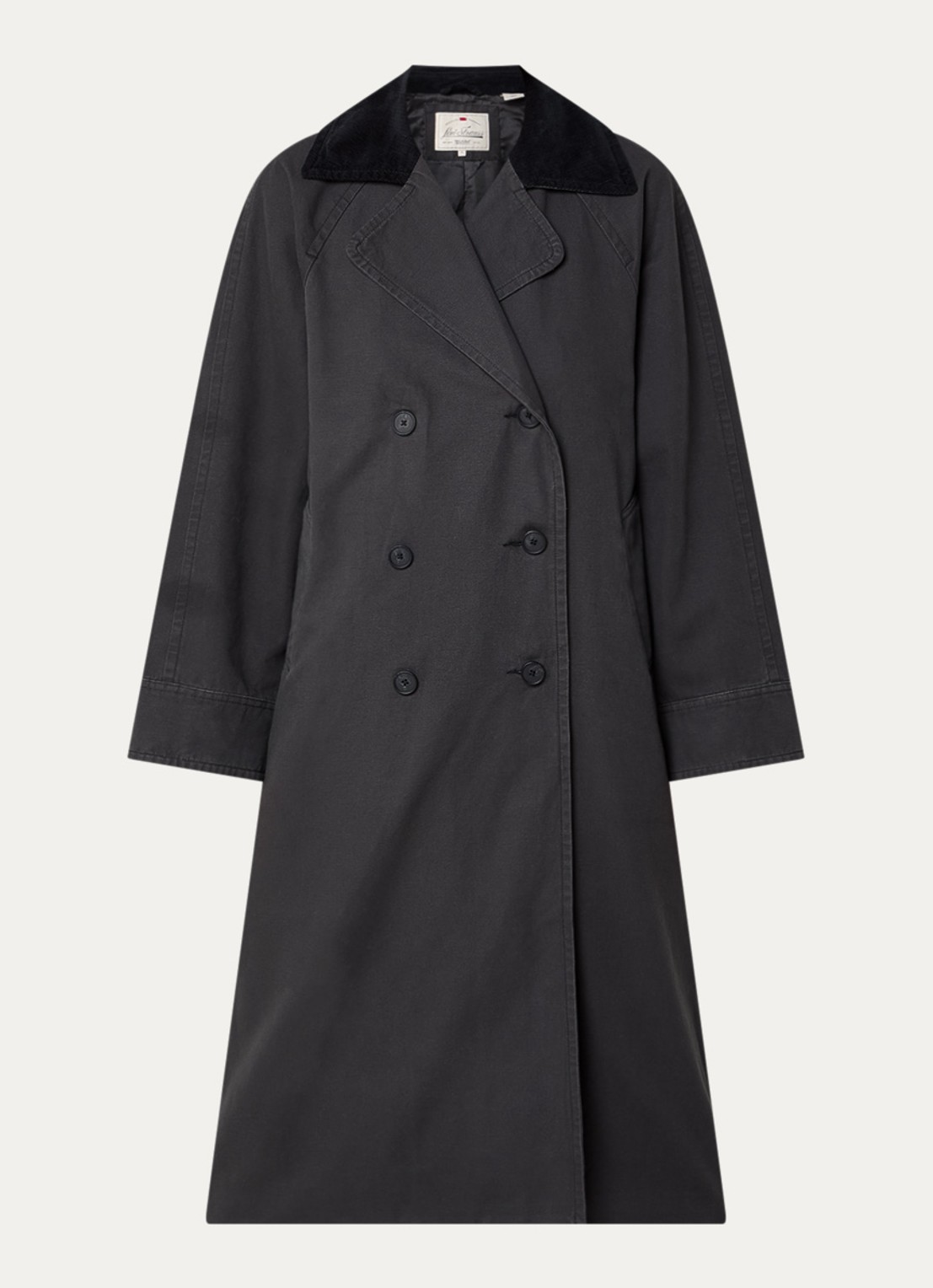 Levi's Bree Barn double-breasted trenchcoat met details van corduroy - voorkant 2 antraciet