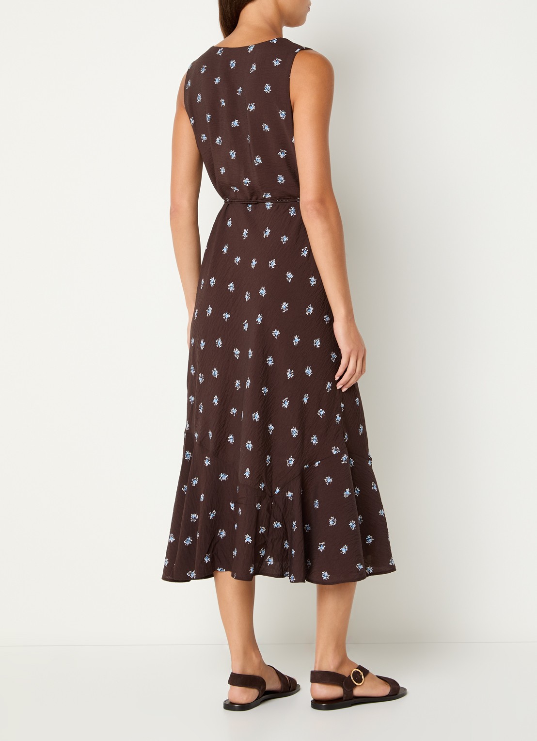 Levi's Brita midi jurk met bloemenprint - achterkant 2 donkerbruin