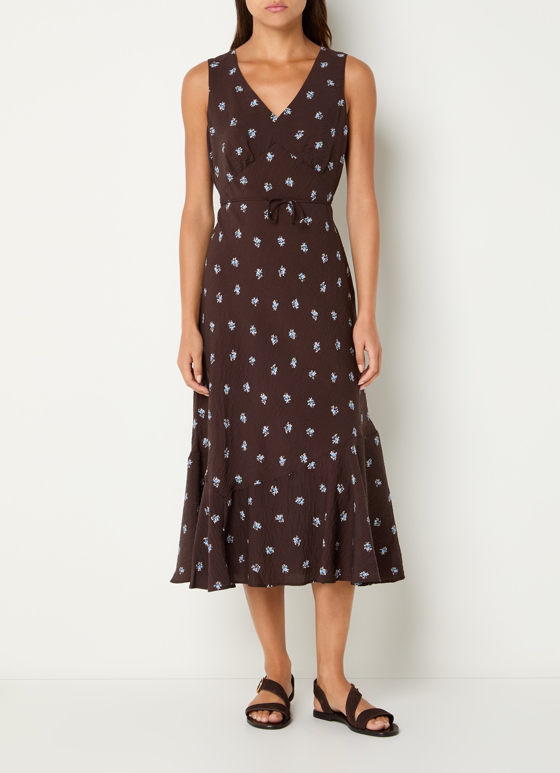 Levi's Brita midi jurk met bloemenprint - detail donkerbruin