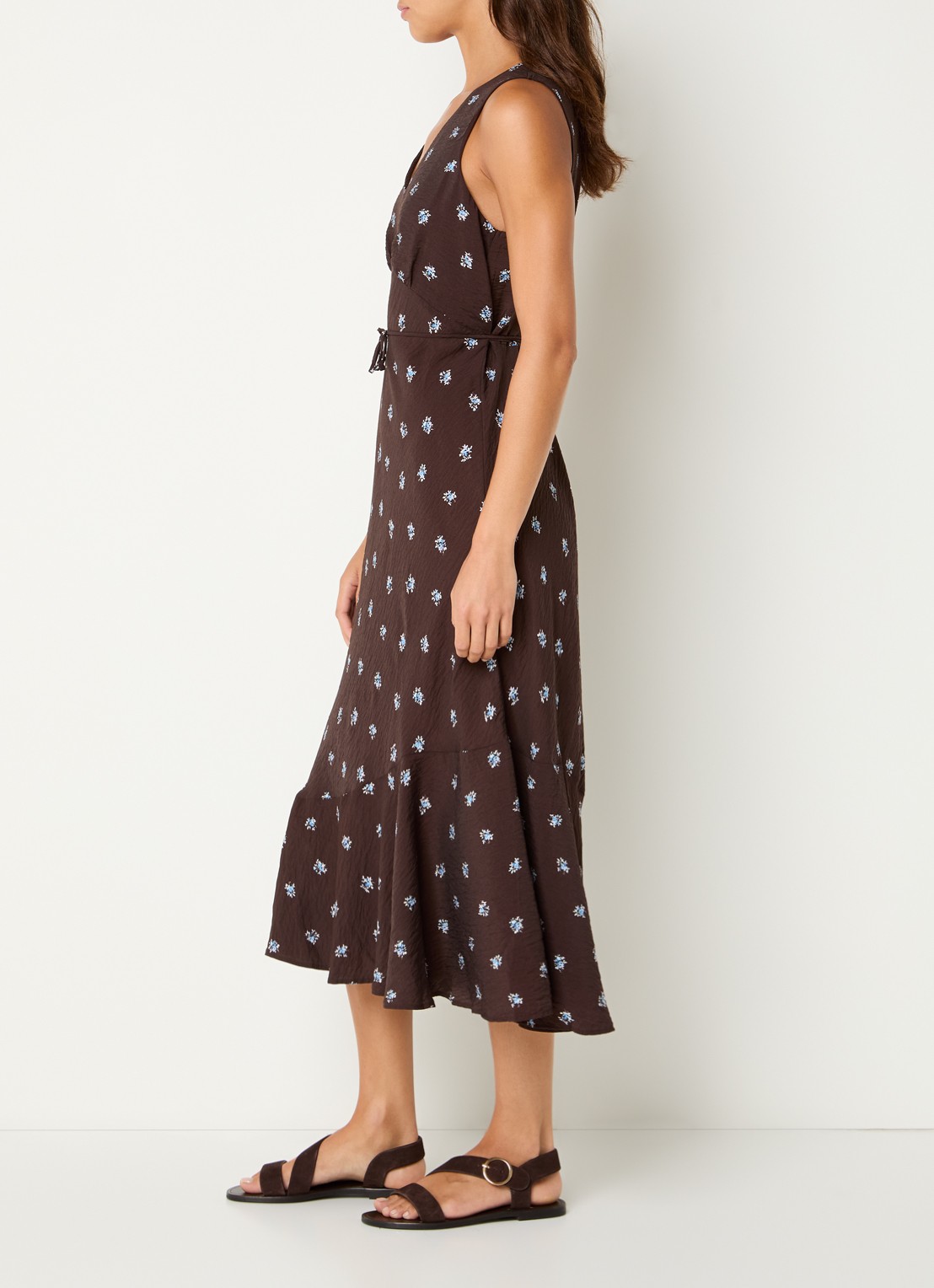 Levi's Brita midi jurk met bloemenprint - voorkant 4 donkerbruin