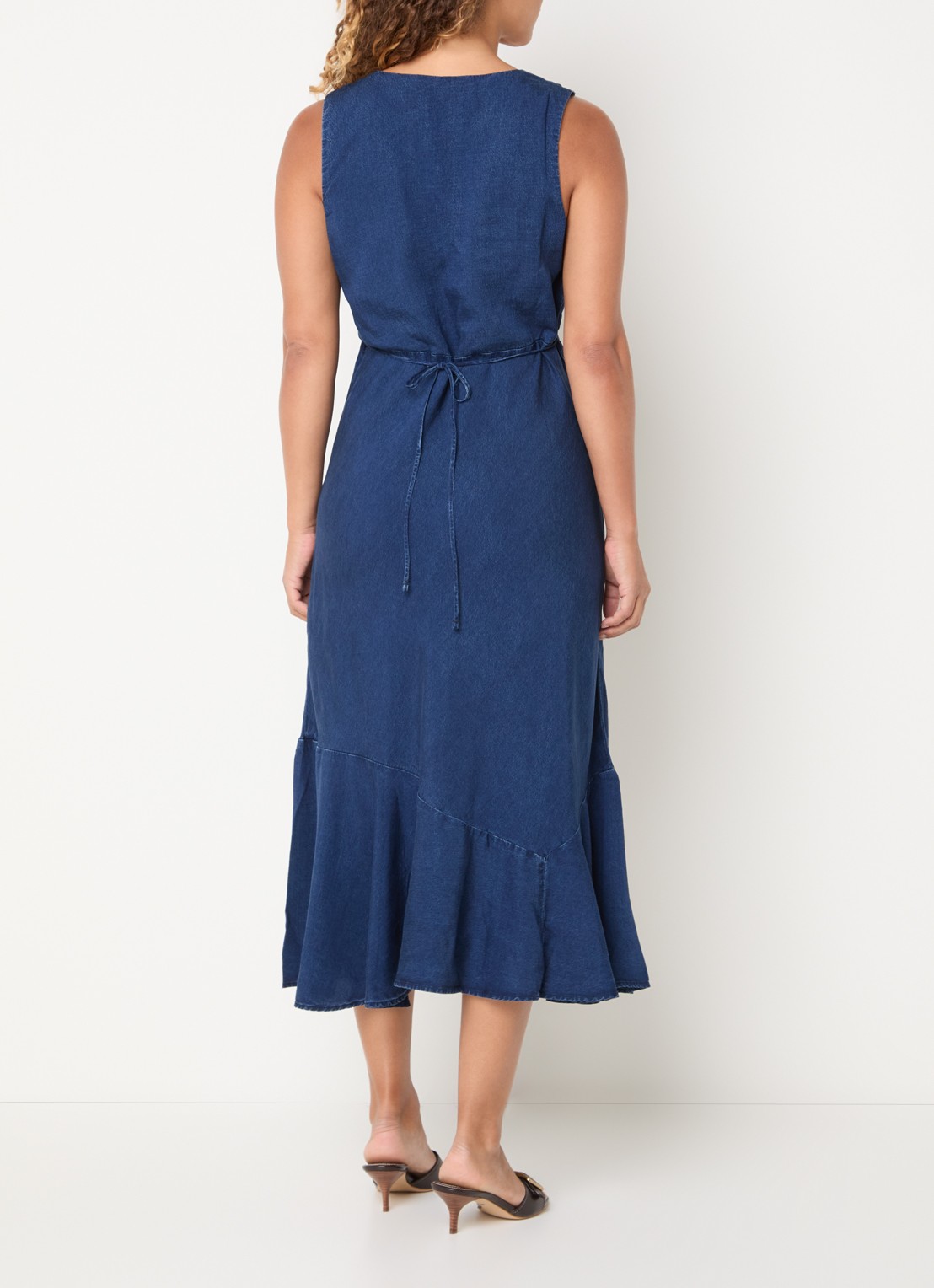 Levi's Brita midi jurk van denim met V-hals - achterkant 3 indigo