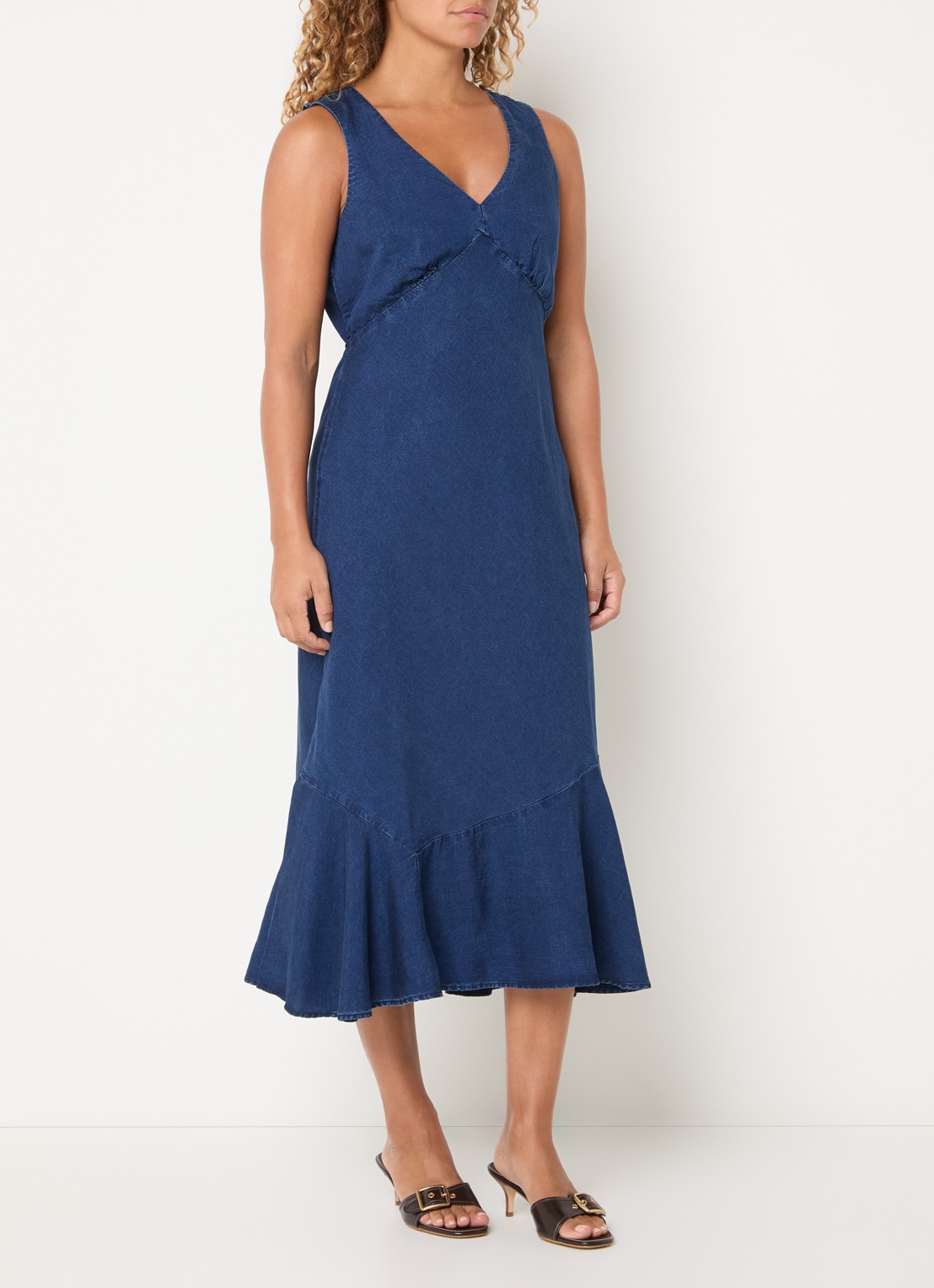 Levi's Brita midi jurk van denim met V-hals - detail 4 indigo