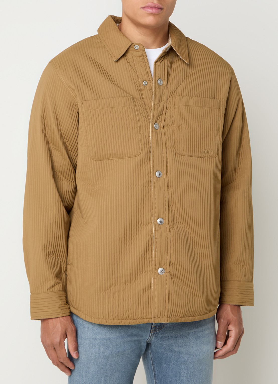 Levi's Bryant reversible overshirt met ruitdessin - detail 5 camel