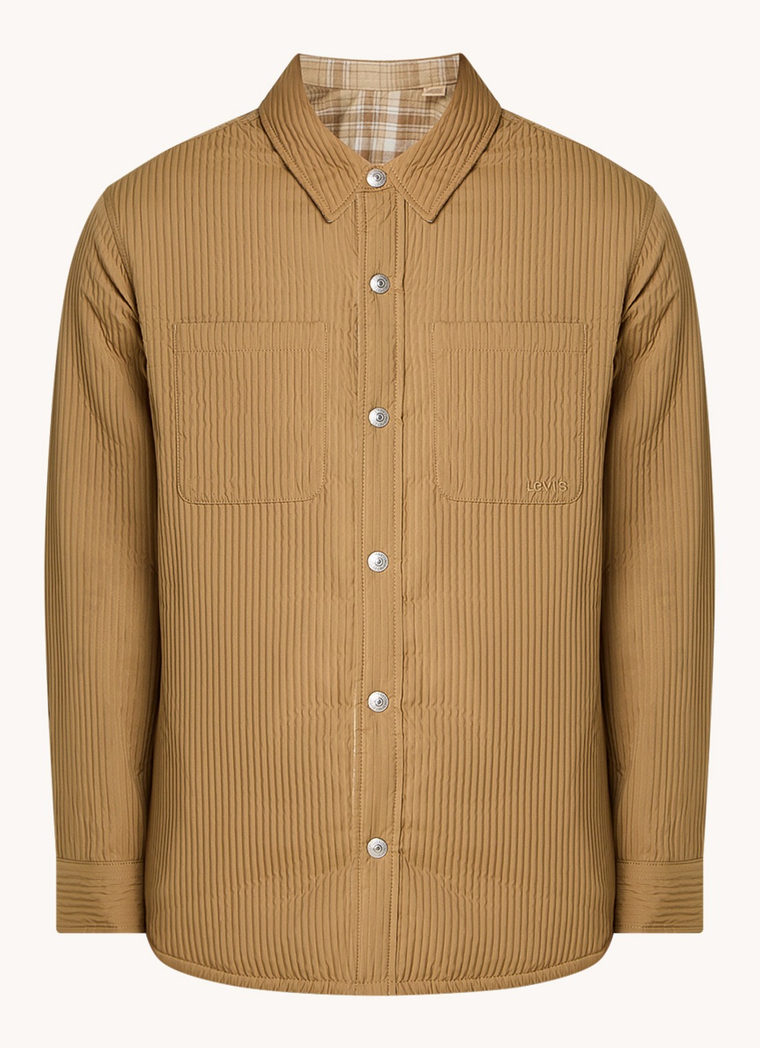 Levi's Bryant reversible overshirt met ruitdessin - voorkant camel