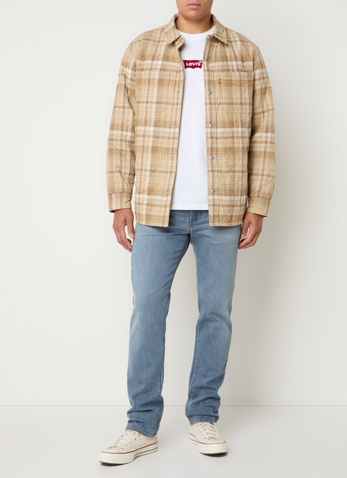 Levi's Bryant reversible overshirt met ruitdessin - voorkant 2 camel