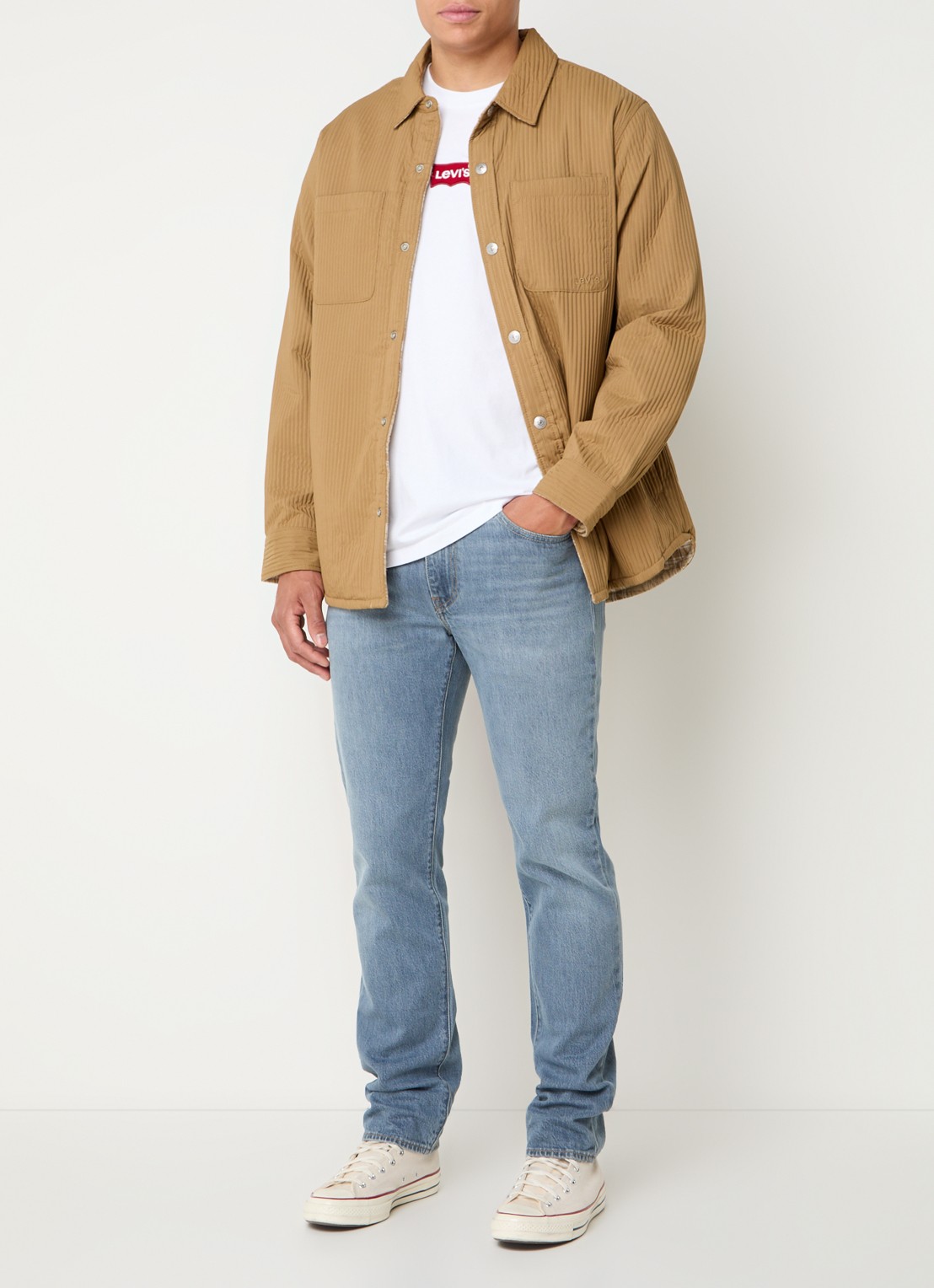 Levi's Bryant reversible overshirt met ruitdessin - voorkant 3 camel