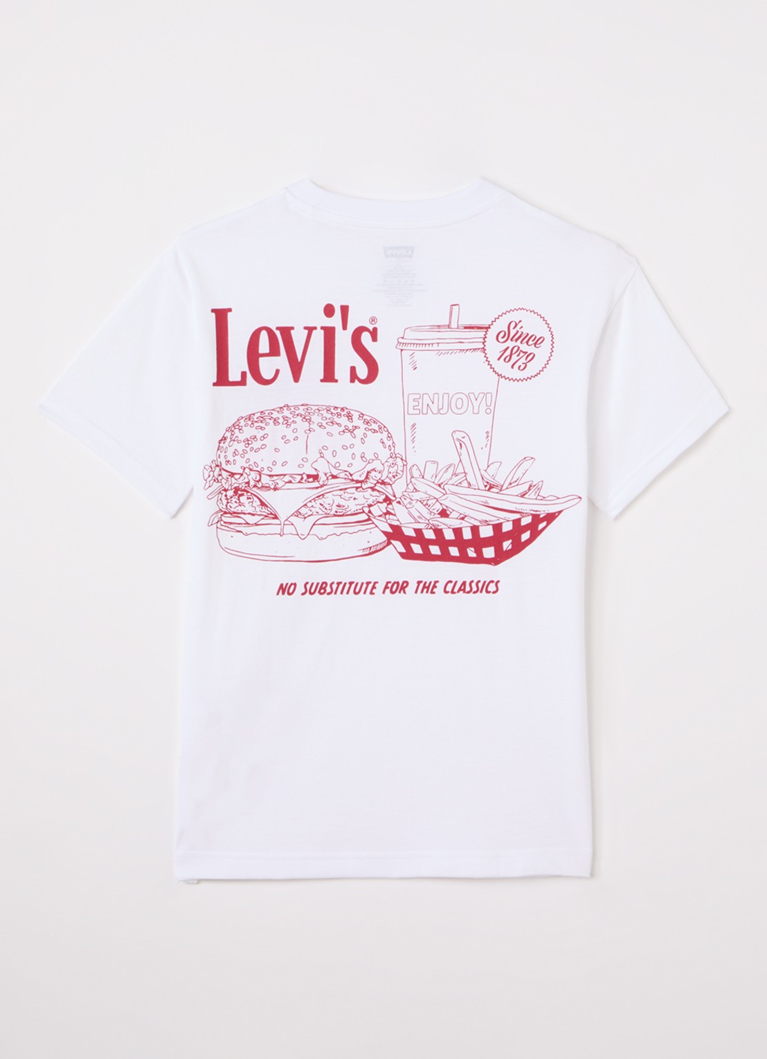 Levi's Burger Meal T-shirt met logo- en backprint - voorkant 2 wit