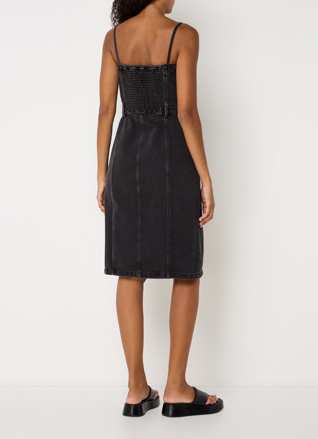 Levi's Bustier midi denim jurk - achterkant 4 zwart