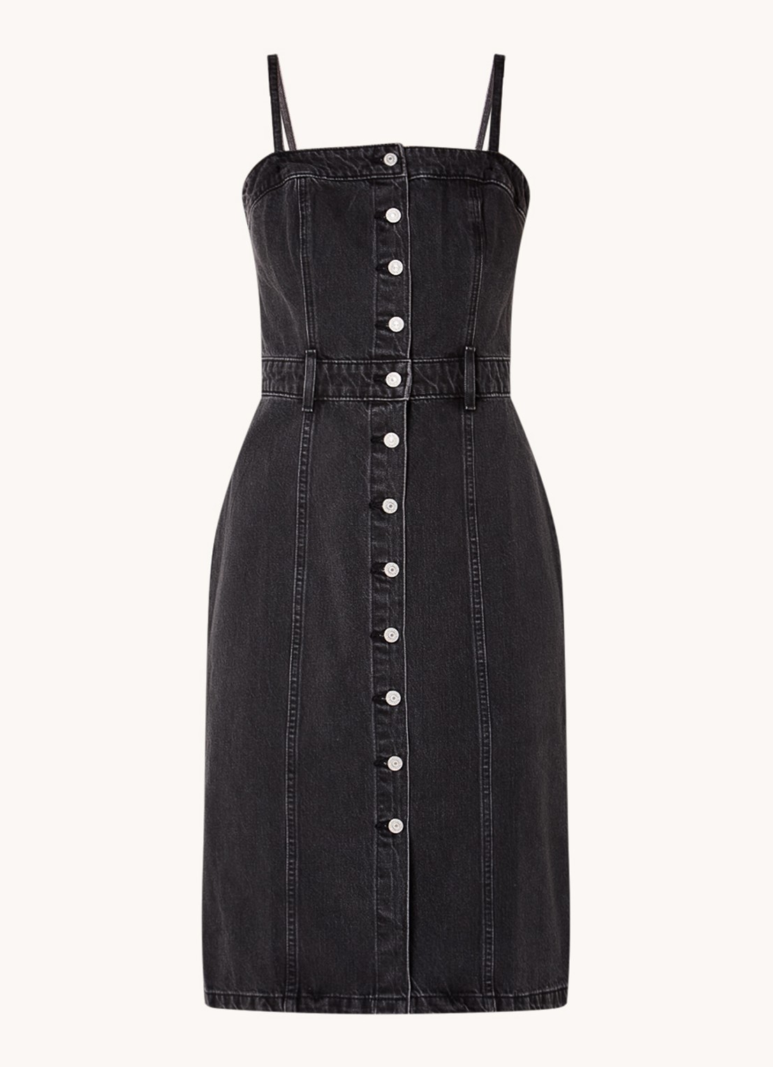 Levi's Bustier midi denim jurk - voorkant zwart