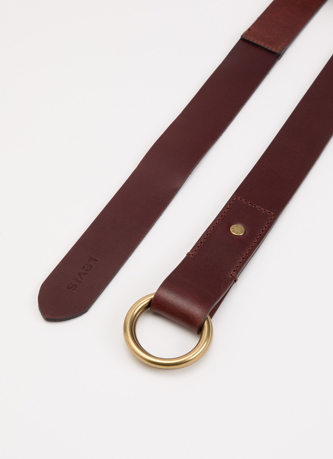 Levi's Camden riem van leer - detail kastanjebruin