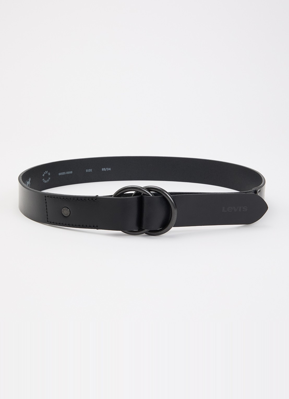 Levi's Camden Ring riem van leer - voorkant zwart