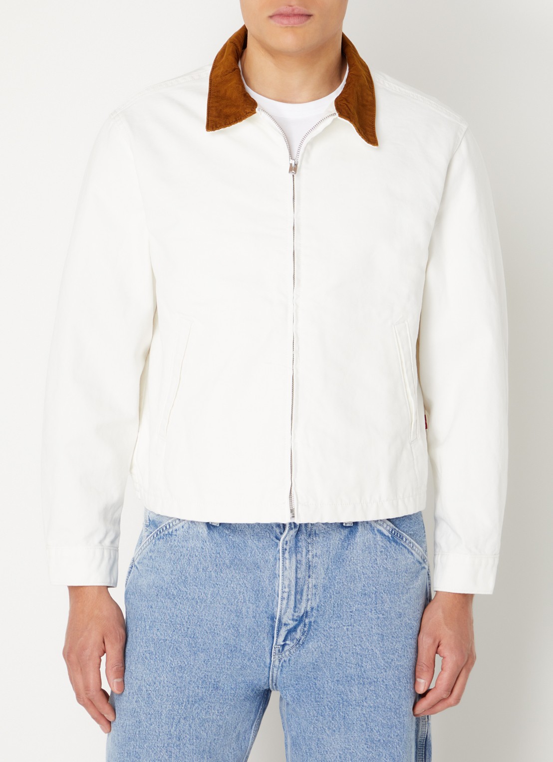 Levi's Castro spijkerjas met details van corduroy - detail gebroken wit