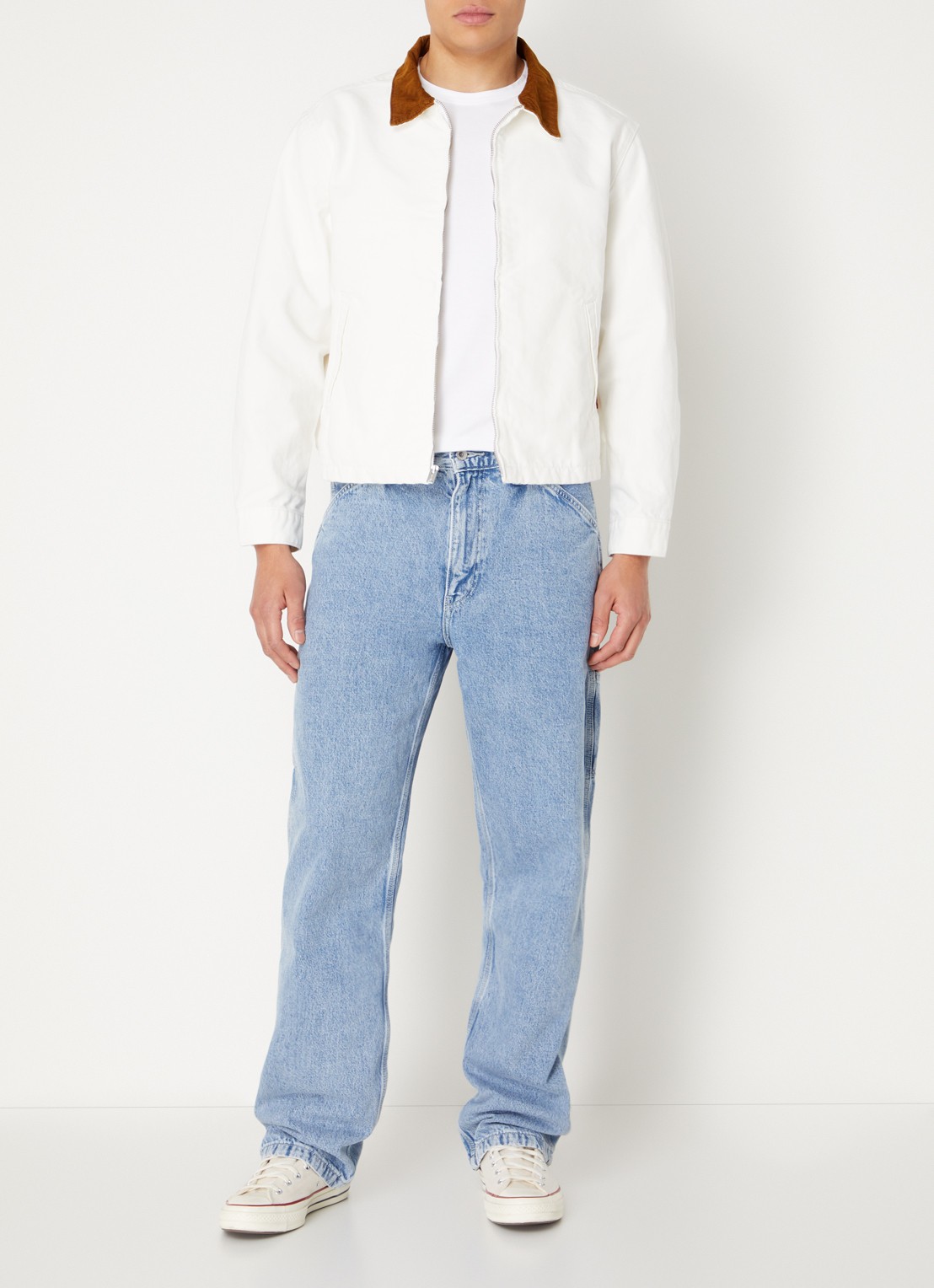 Levi's Castro spijkerjas met details van corduroy - voorkant 3 gebroken wit