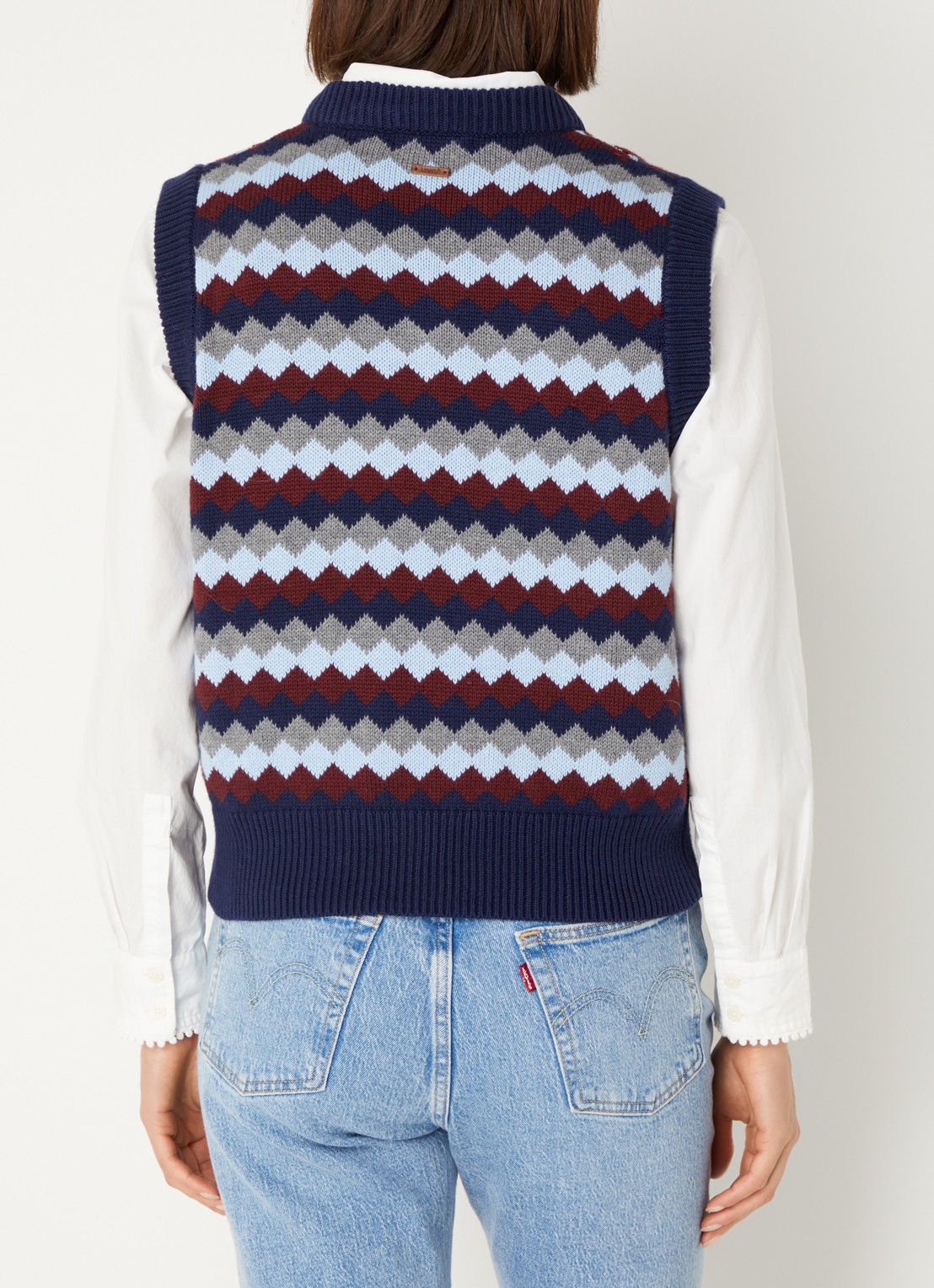 Levi's Charlie fijngebreide spencer in wolblend - achterkant donkerblauw