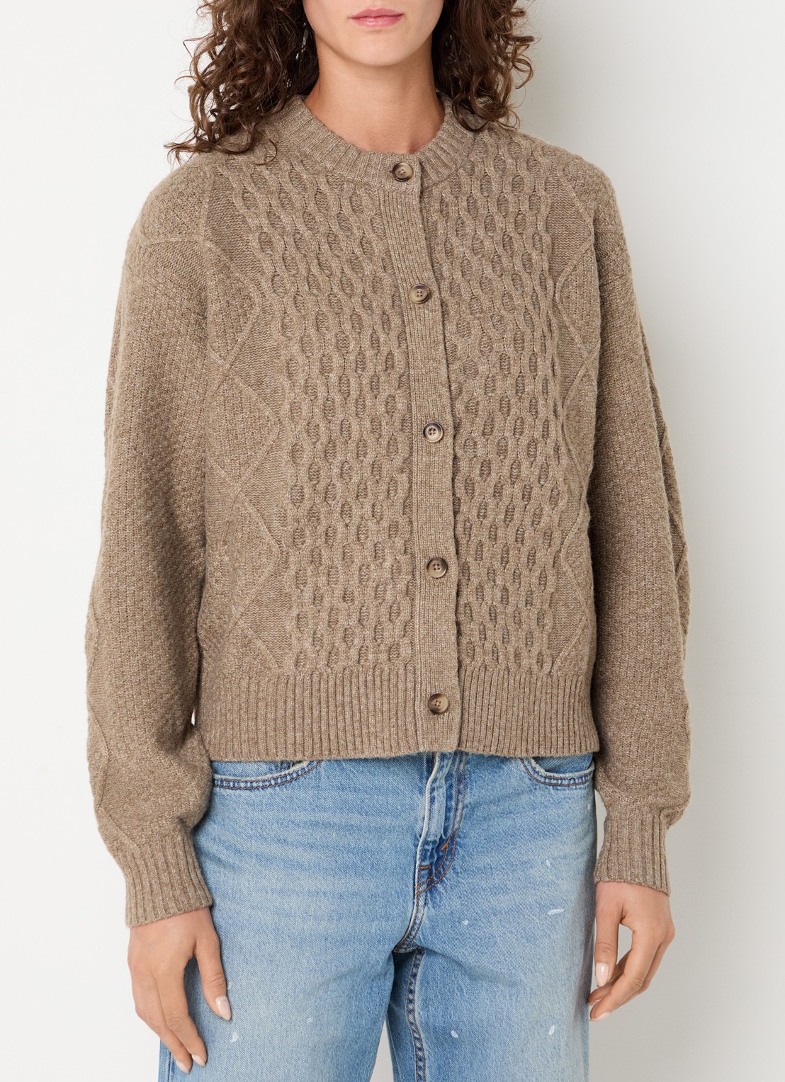 Levi's Charlotte kabelgebreid vest in wolblend - detail 4 beige