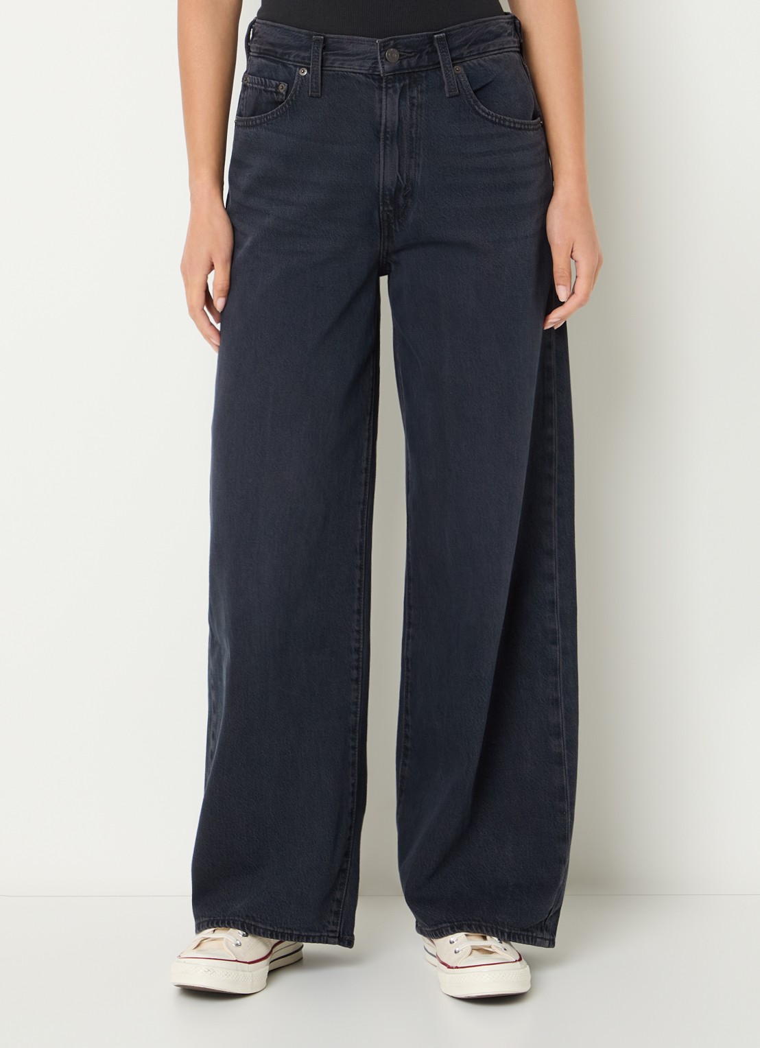 Levi's Cinch high waist wide leg jeans met donkere wassing - detail 2 indigo