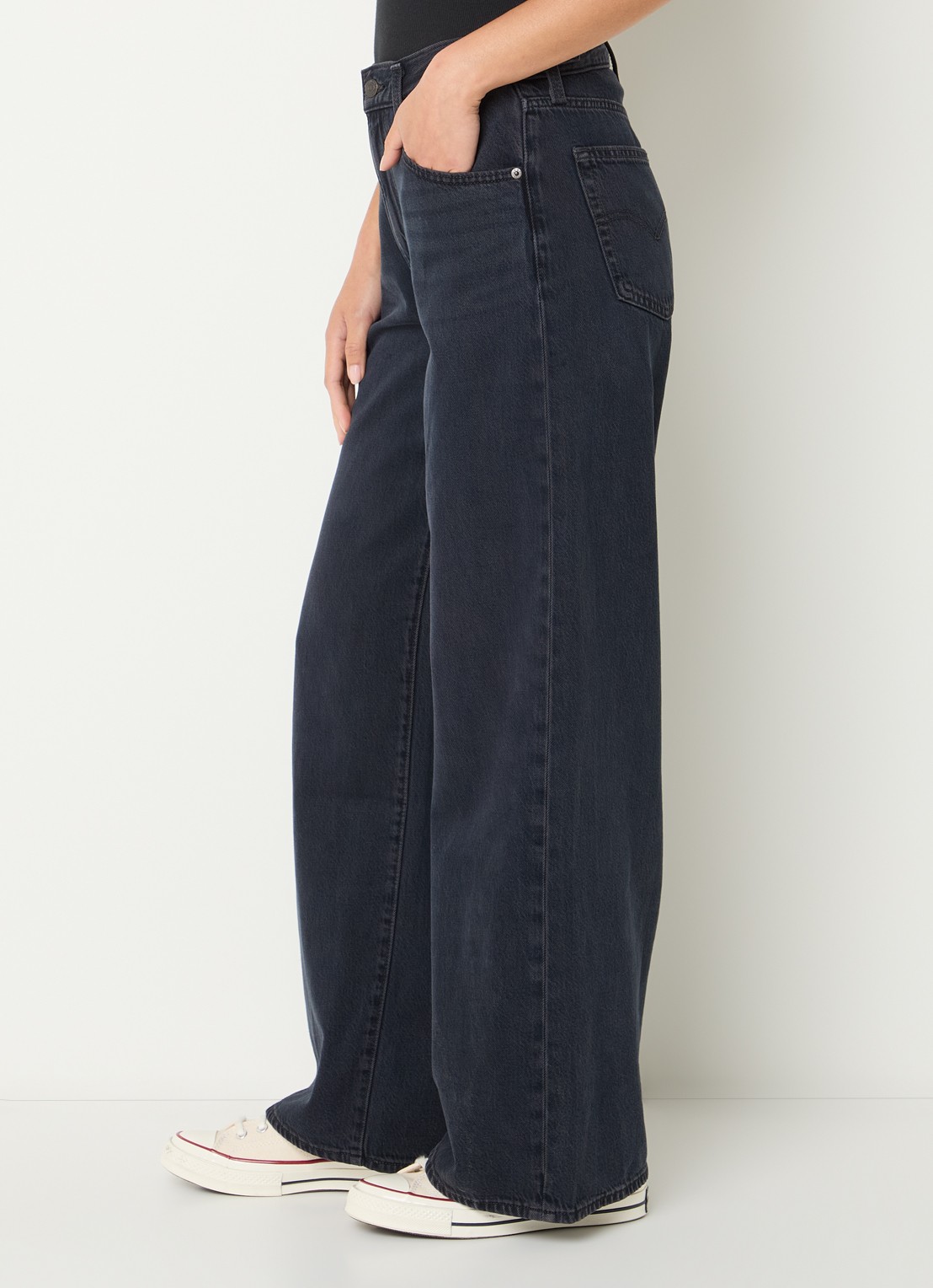 Levi's Cinch high waist wide leg jeans met donkere wassing - detail 3 indigo
