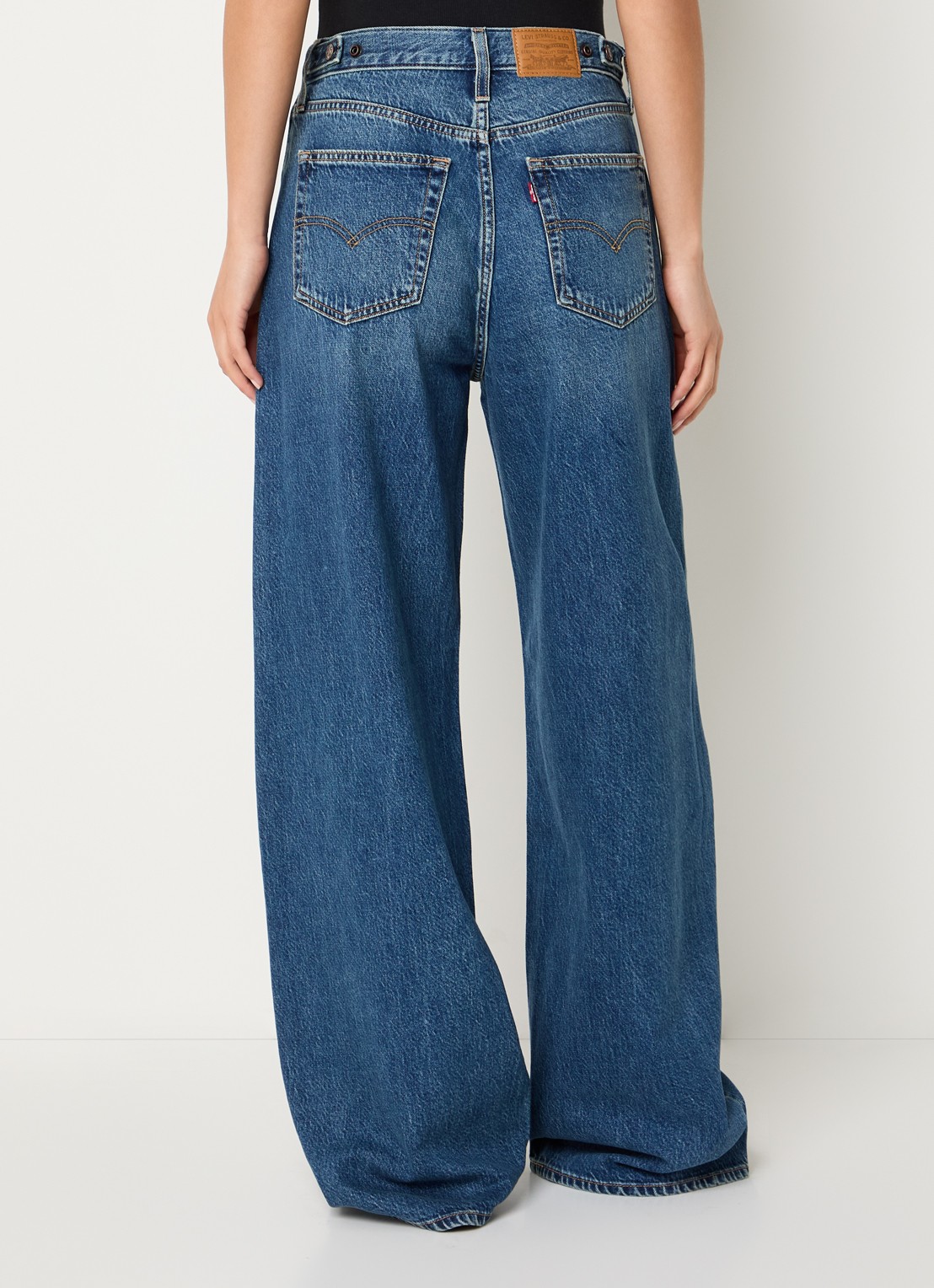 Levi's Cinch high waist wide leg jeans met donkere wassing - achterkant 3 indigo