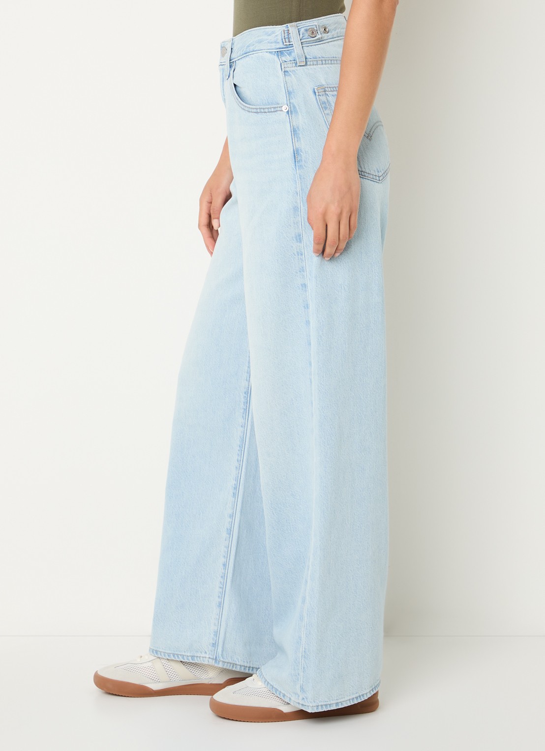 Levi's Cinch high waist wide leg jeans met lichte wassing - detail 5 indigo