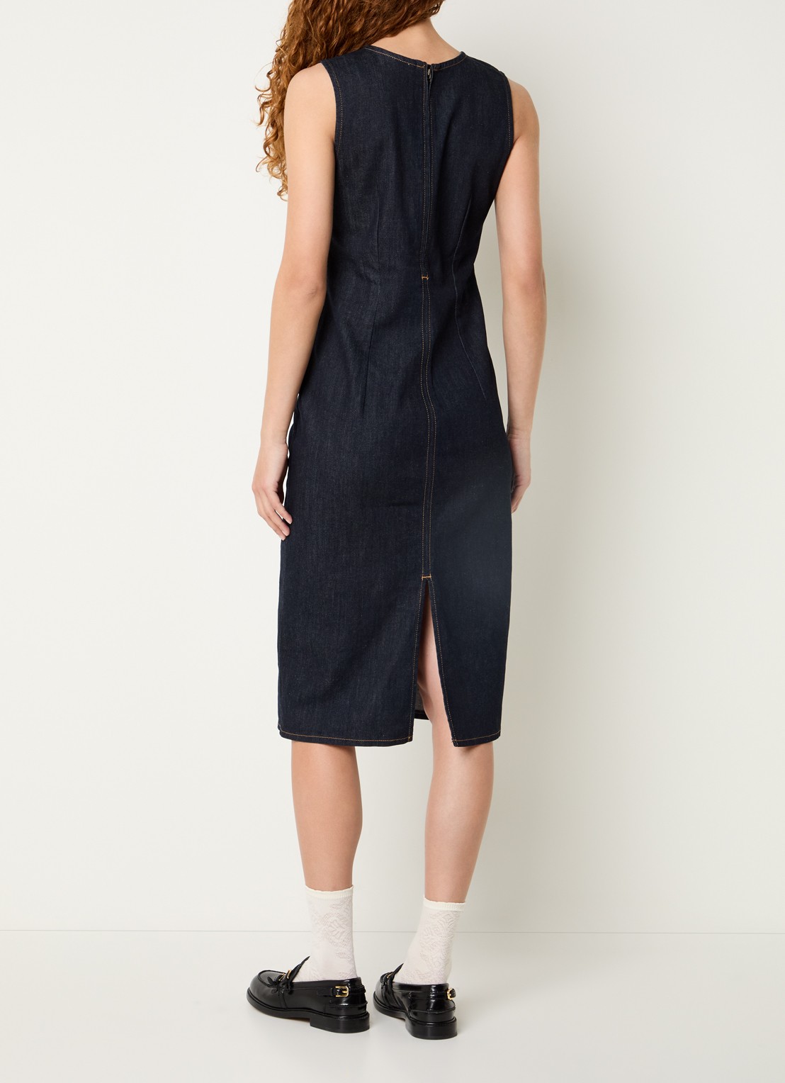Levi's Column midi kokerjurk van denim  - achterkant indigo