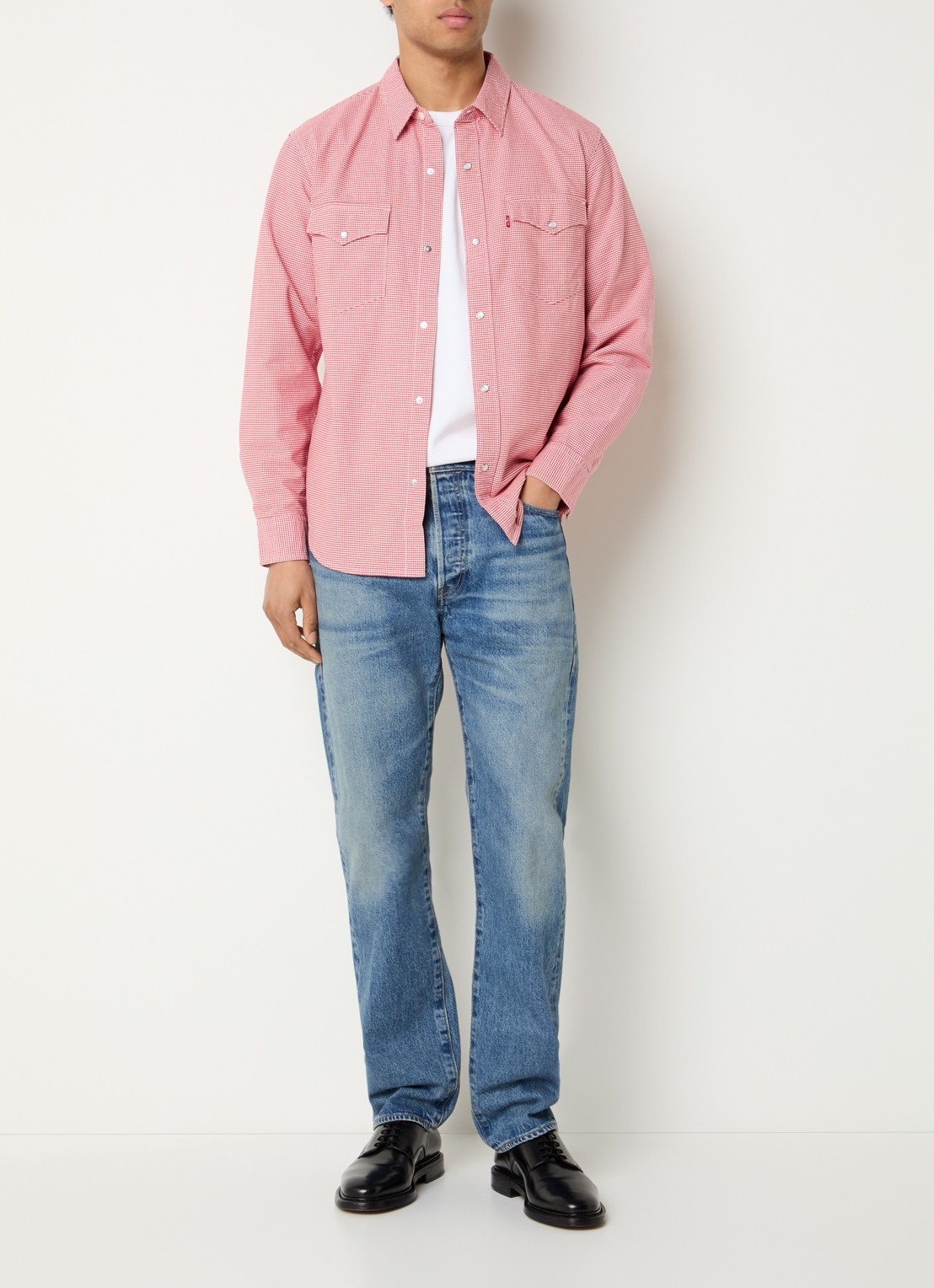 Levi's Comfort fit overshirt met pied-de-poule dessin - voorkant 2 steenrood