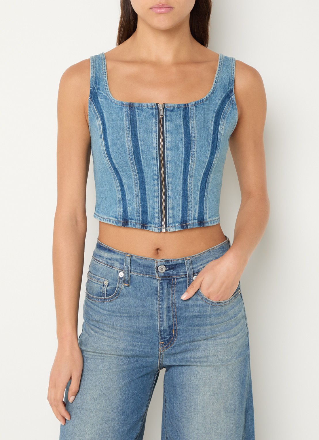 Levi's Crop top van denim - detail 4 indigo