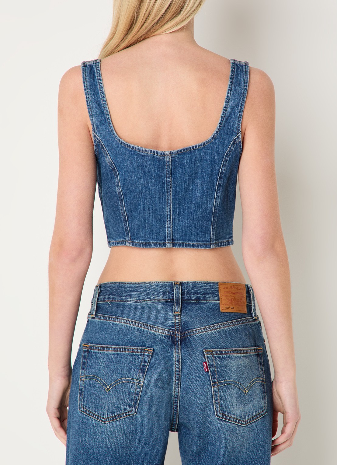 Levi's Crop top van denim - achterkant indigo