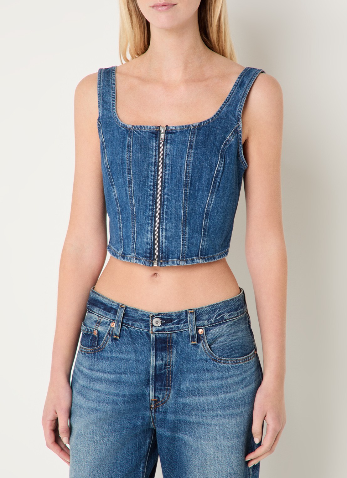 Levi's Crop top van denim - detail 4 indigo
