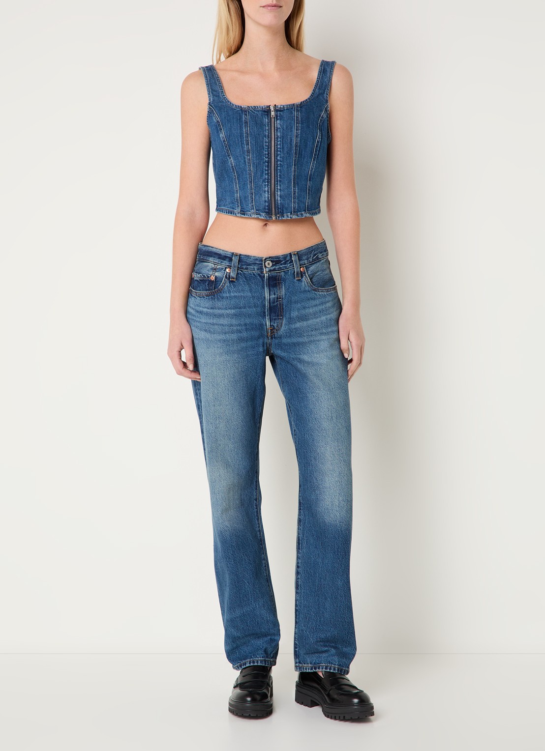 Levi's Crop top van denim - voorkant 3 indigo