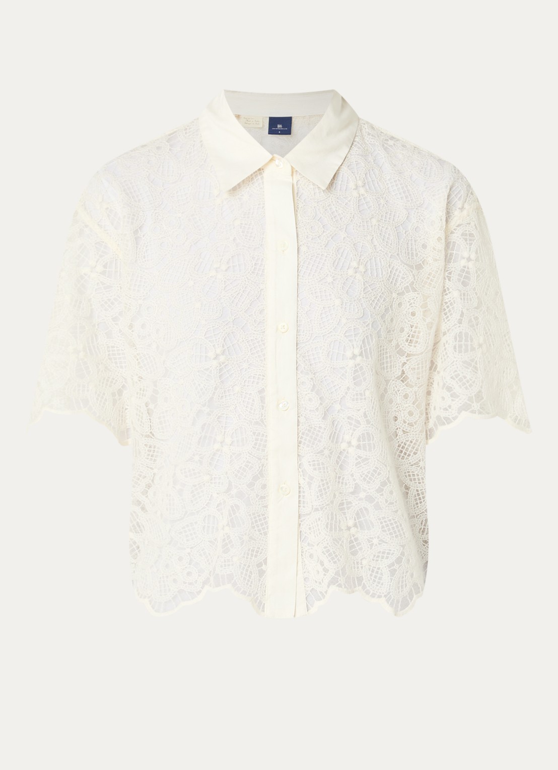 Levi's Cropped blouse van kant - voorkant 2 gebroken wit
