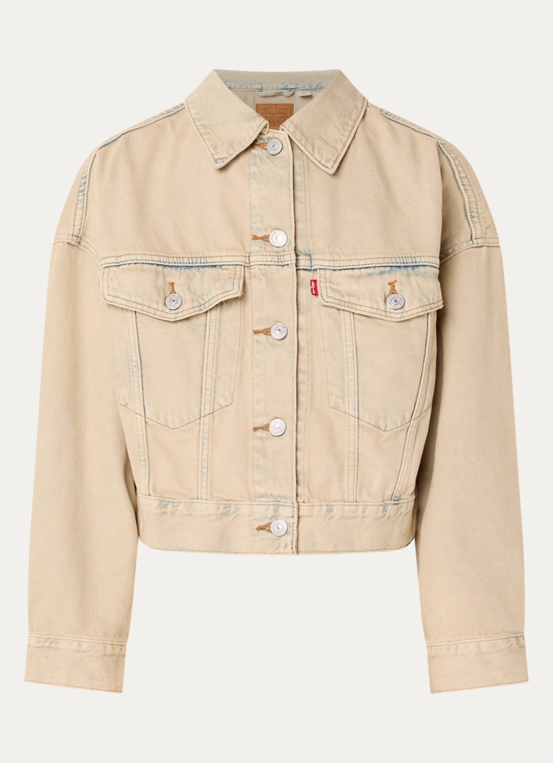 Levi's Cropped jack met verwassen afwerking - voorkant 2 beige