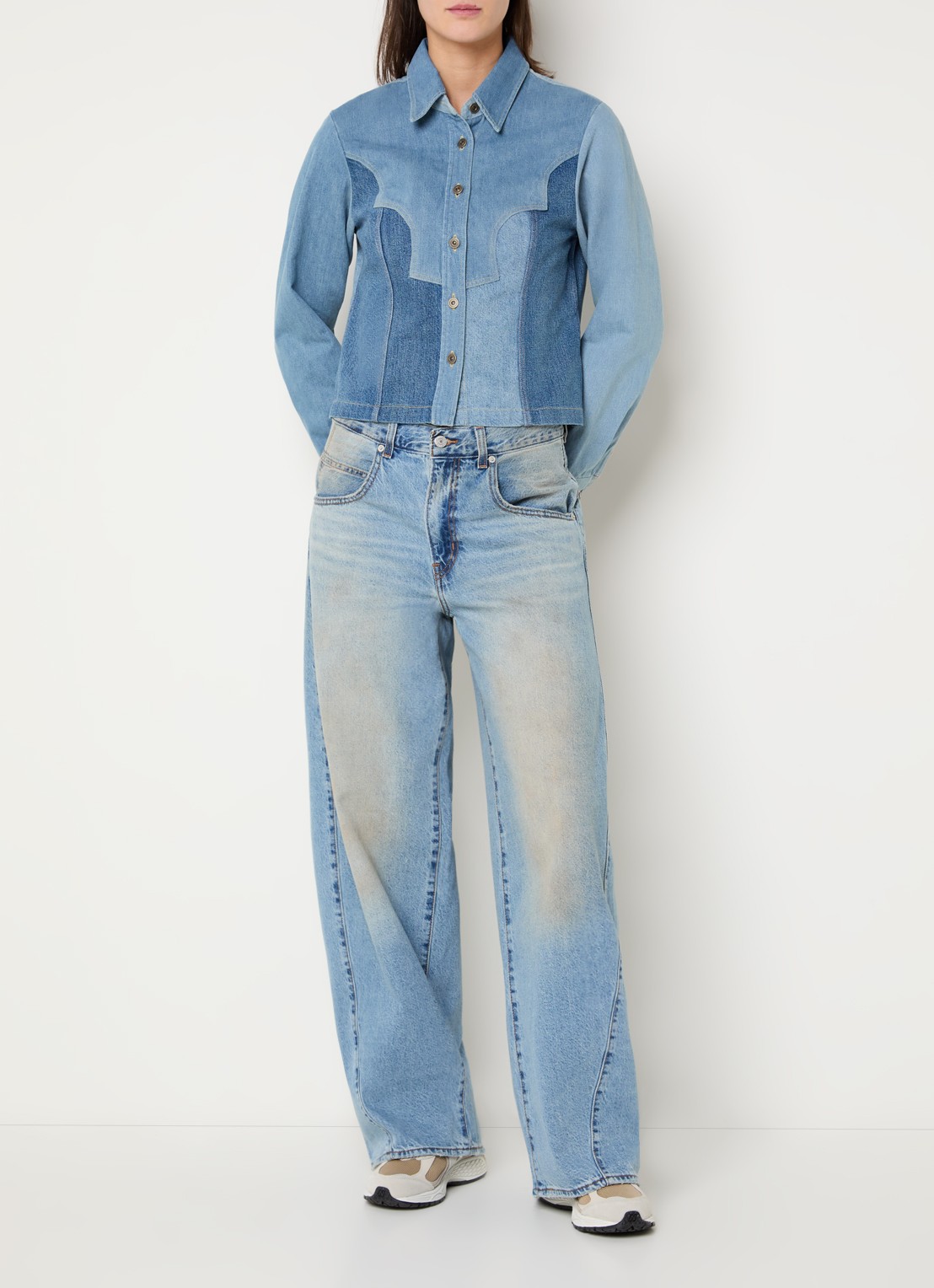 Levi's Cropped spijkerjas met kraag - voorkant 3 indigo