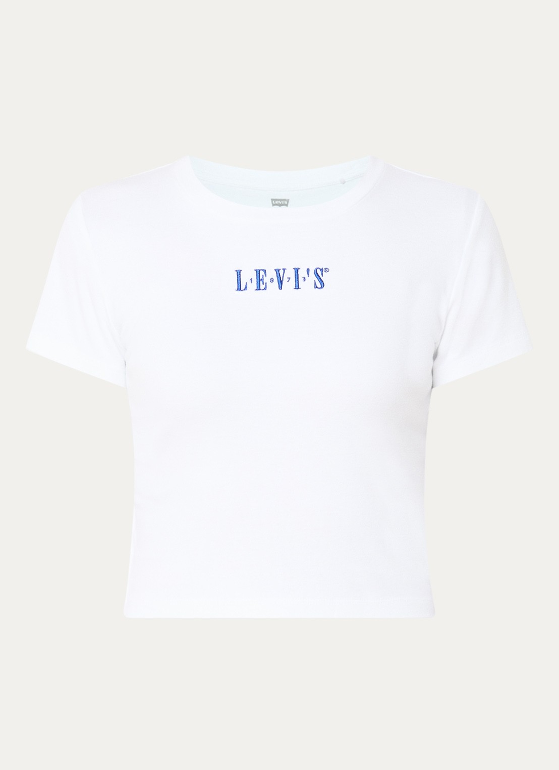 Levi's Cropped T-shirt met logoborduring - voorkant wit