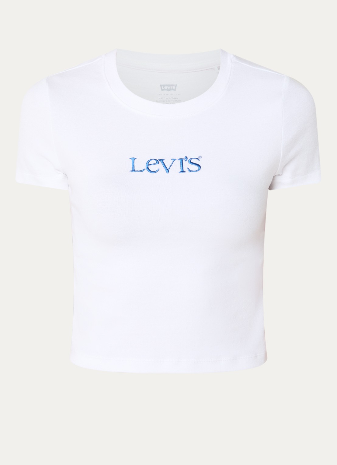 Levi's Cropped T-shirt met logoborduring - voorkant 3 wit