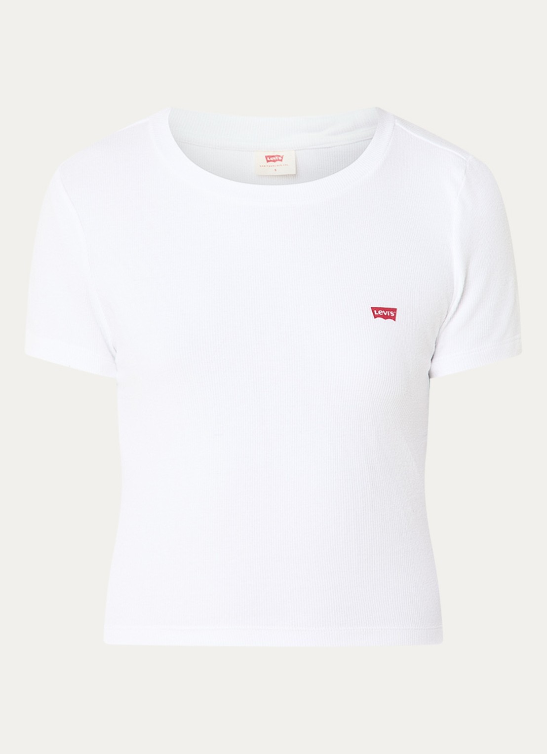 Levi's Cropped T-shirt met ribstructuur - voorkant 2 wit
