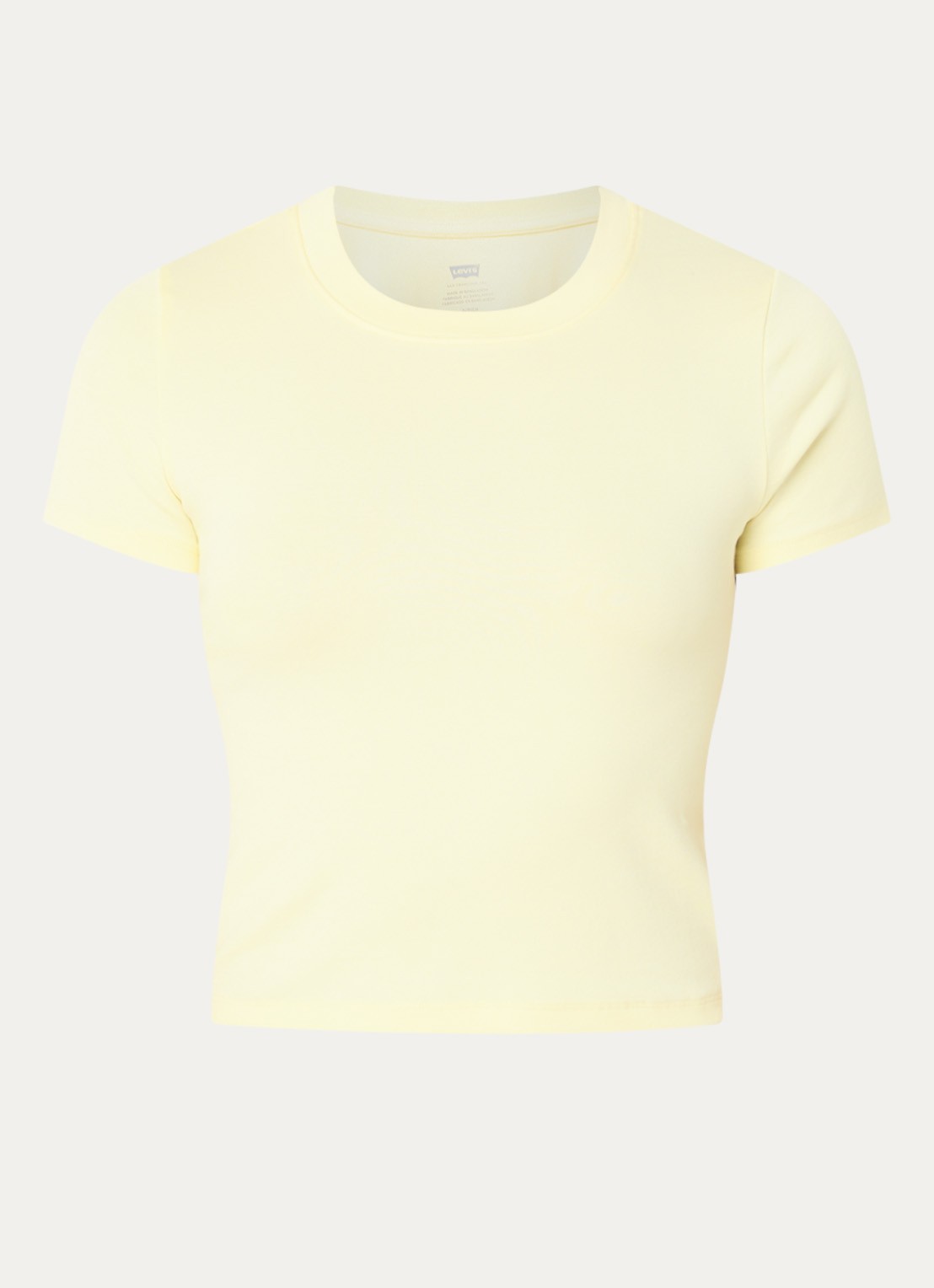 Levi's Cropped T-shirt met ronde hals - voorkant lichtgeel