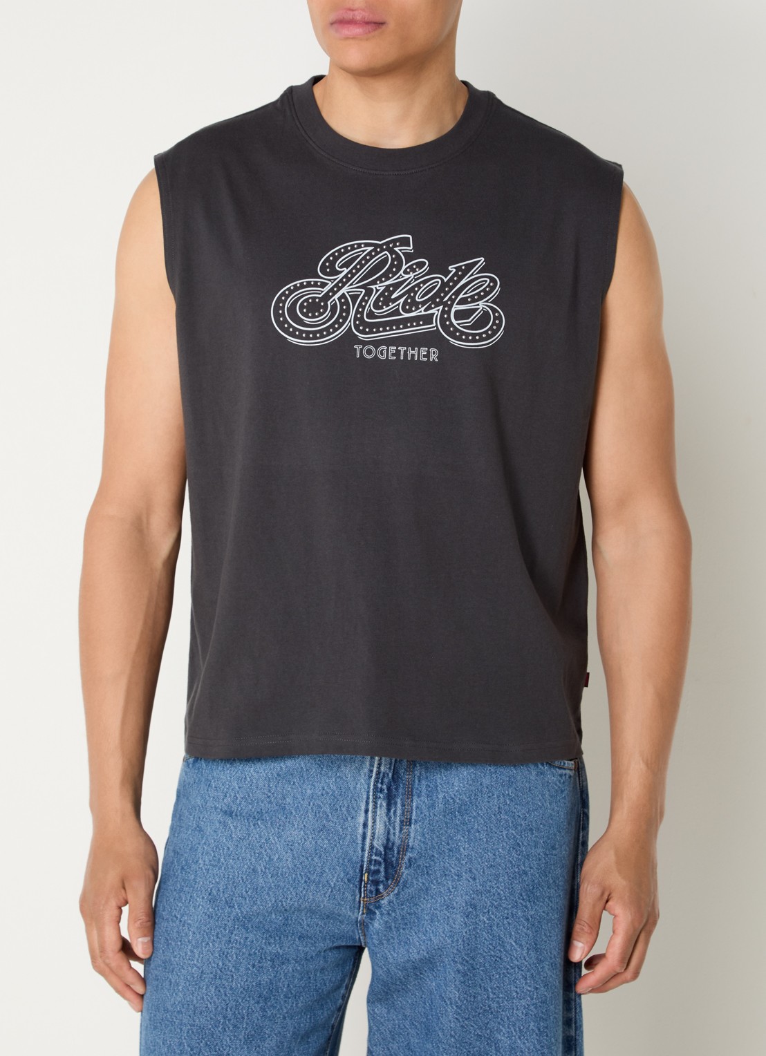 Levi's Cropped tanktop met strass - detail 4 antraciet