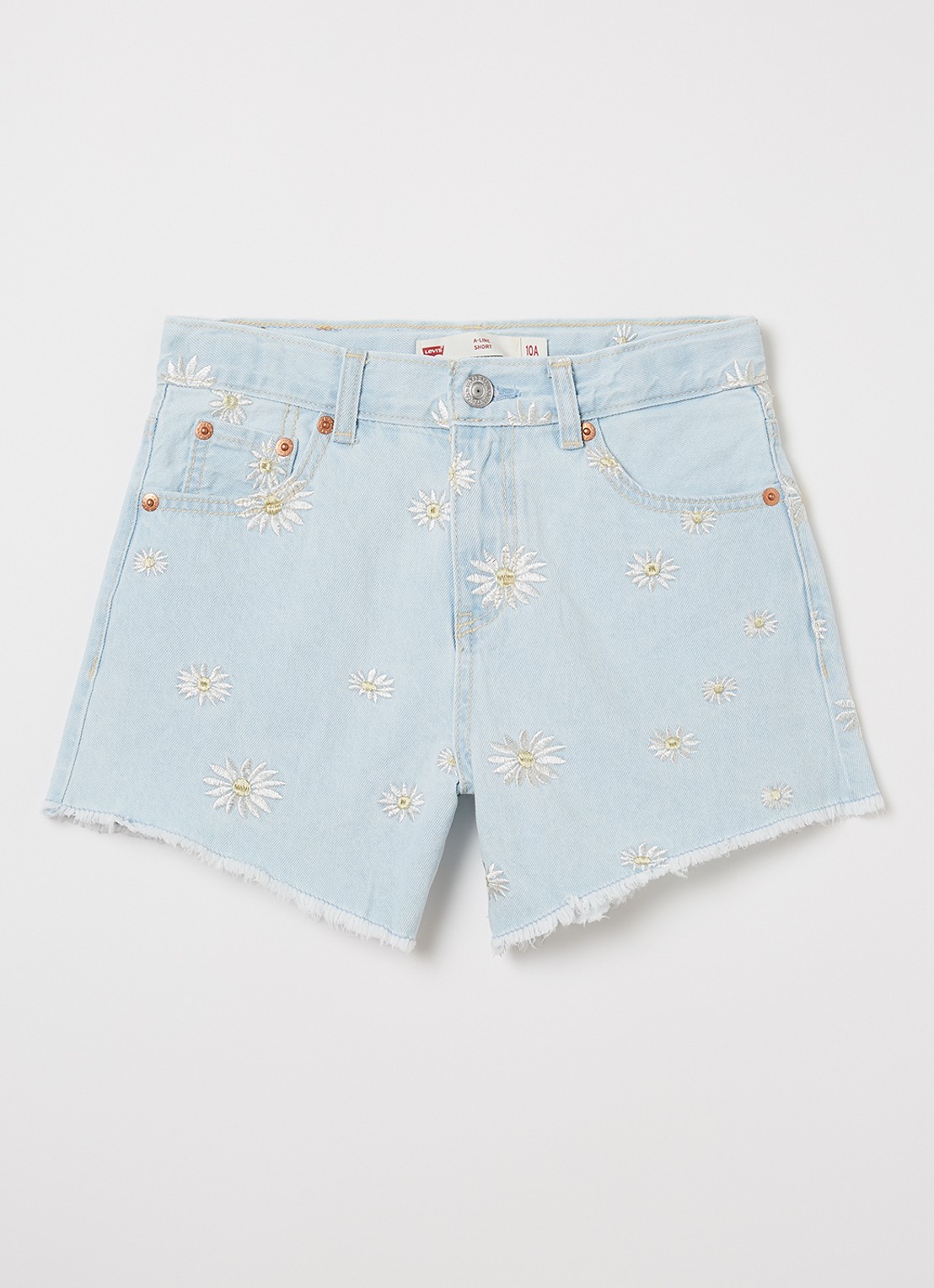 Levi's Daisy wide leg korte broek van denim - voorkant indigo