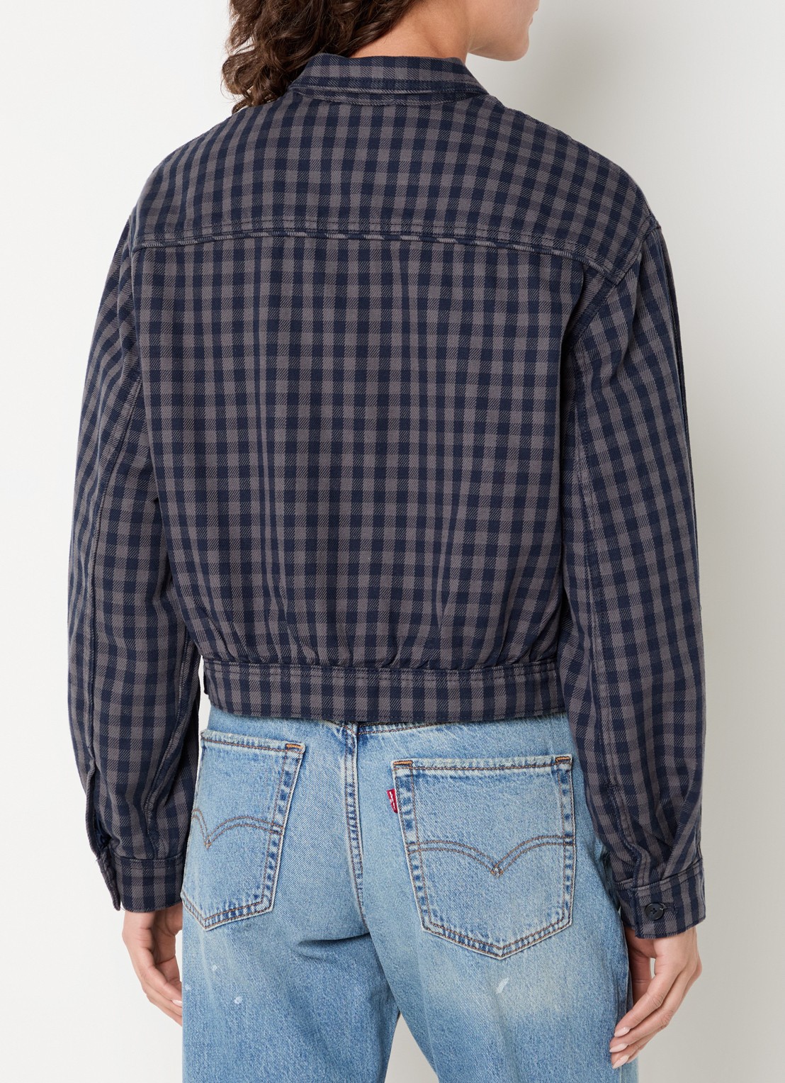 Levi's Dani overshirt met ruitdessin - achterkant donkerblauw