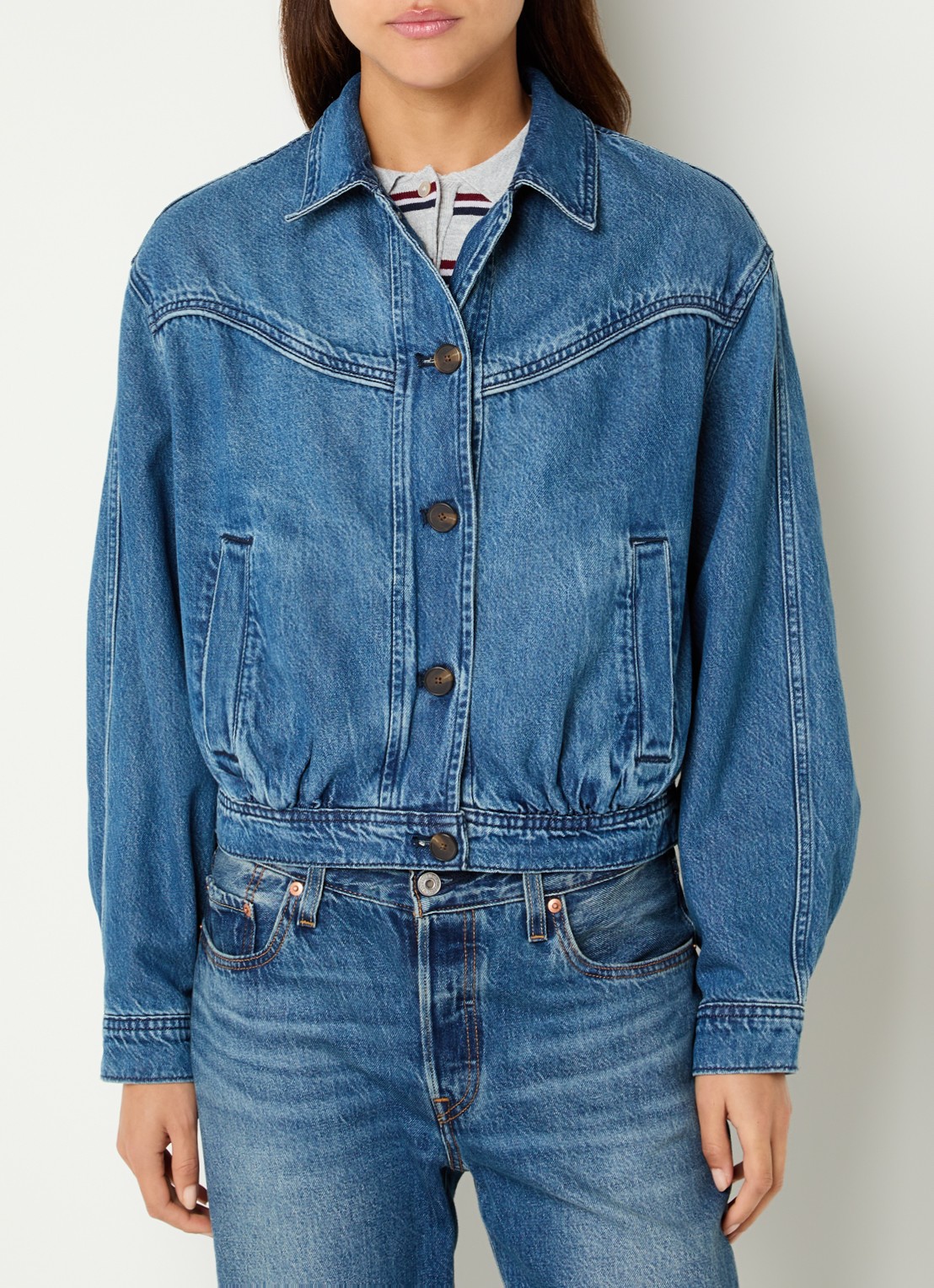 Levi's Dani Western spijkerjas met steekzakken - detail indigo