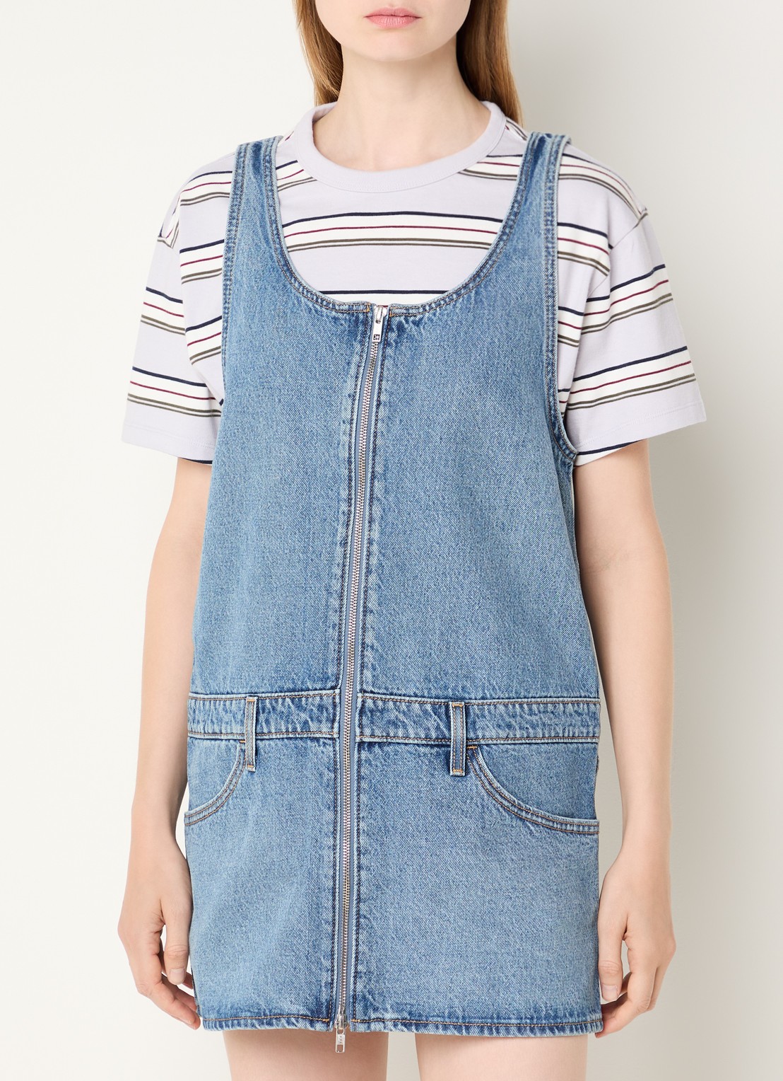 Levi's Denim mini jurk met ritsdetail en steekzakken - detail 3 indigo