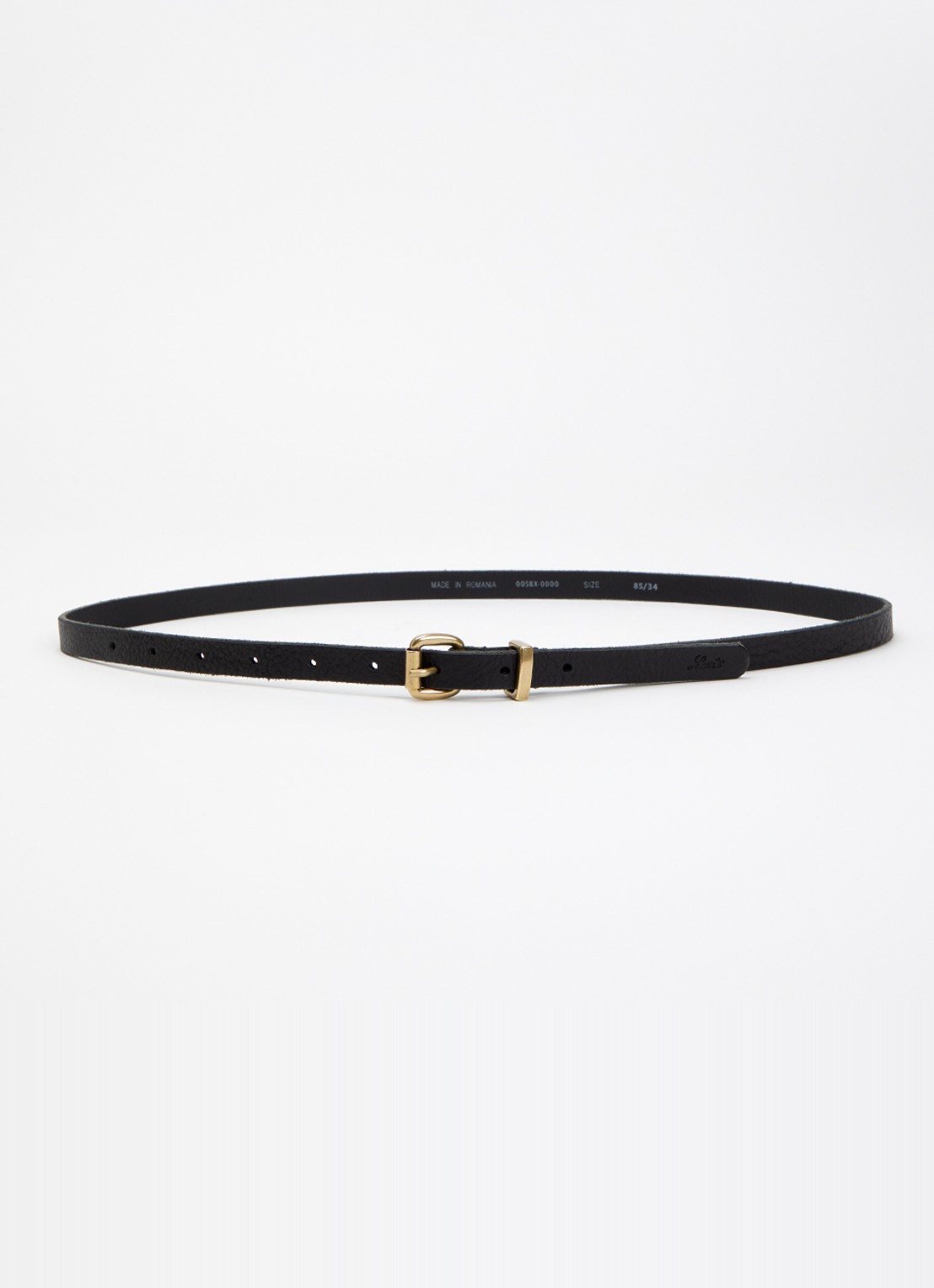 Levi's Dillon Narrow riem van leer  - voorkant zwart