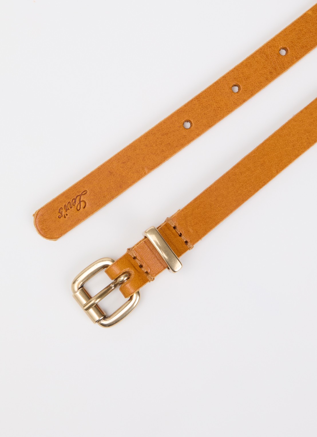 Levi's Dillon Narrow riem van leer - detail 2 orange